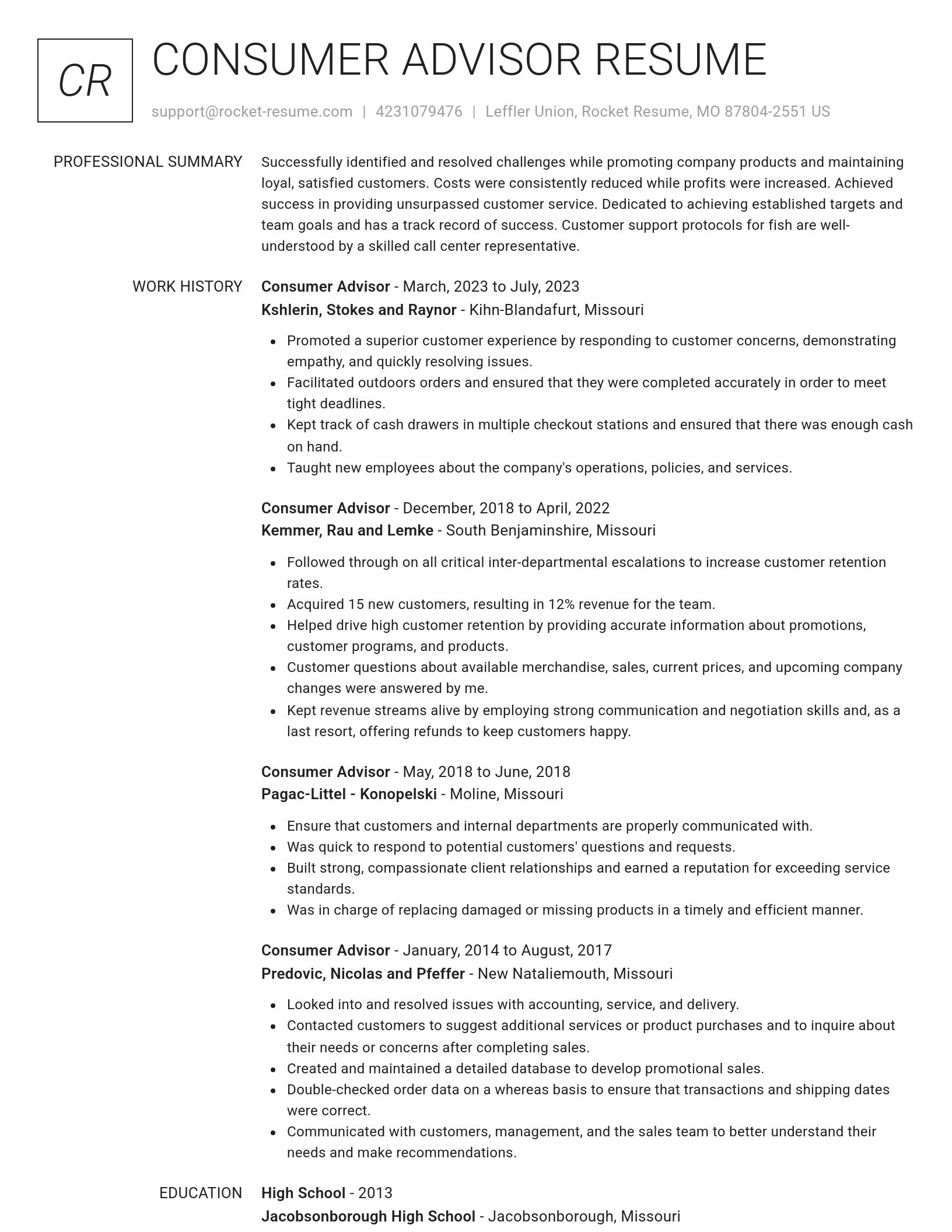 Renowned resume template