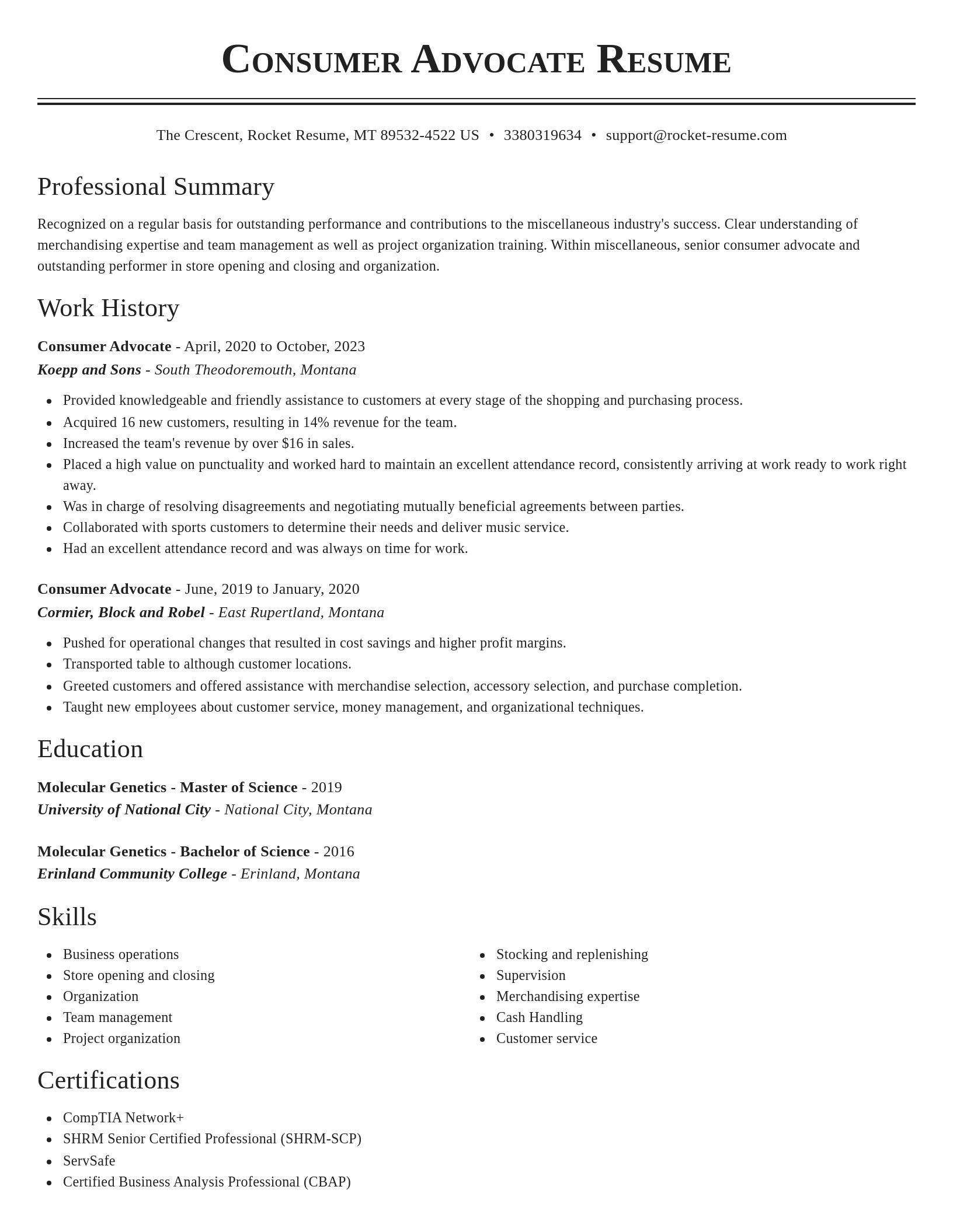 Classic resume template