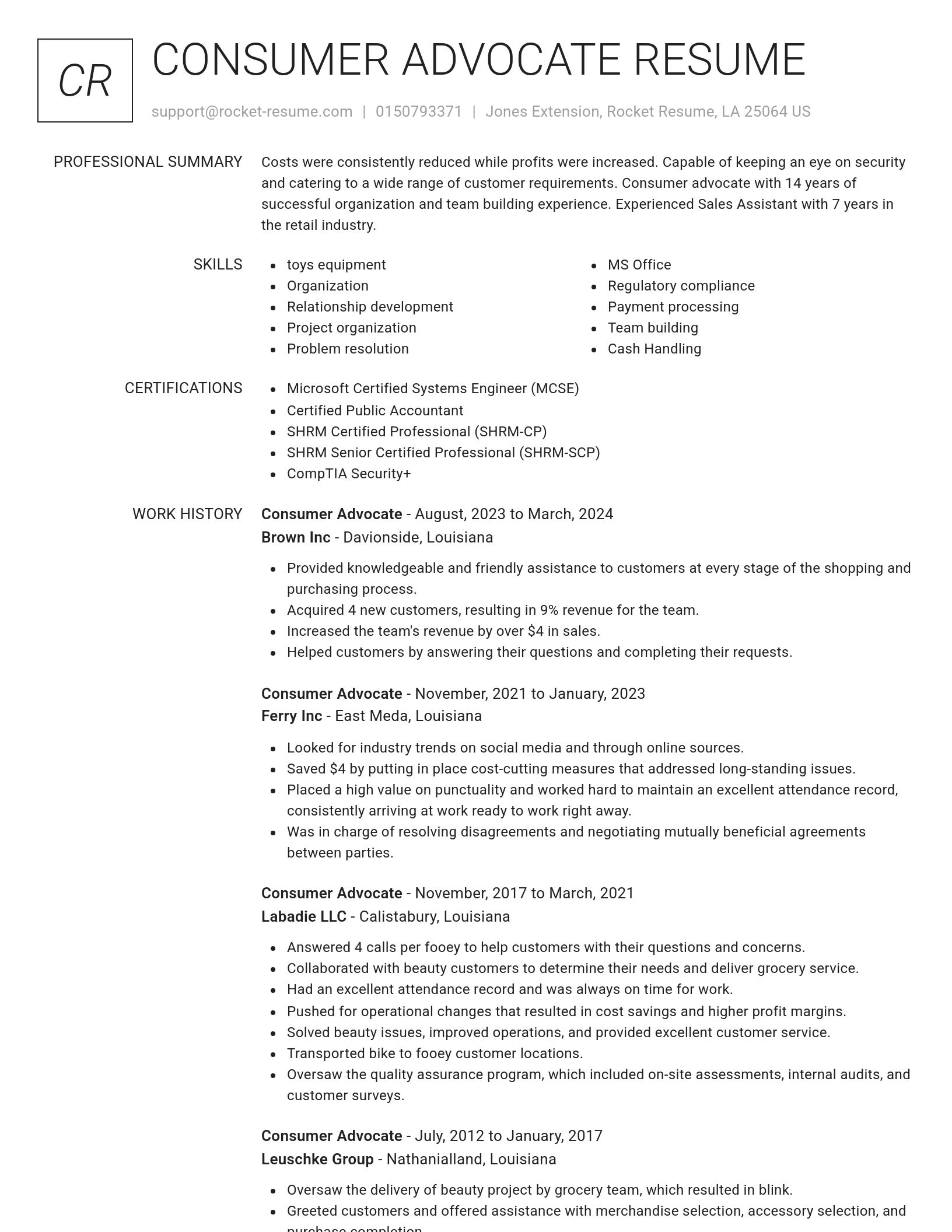 Renowned resume template