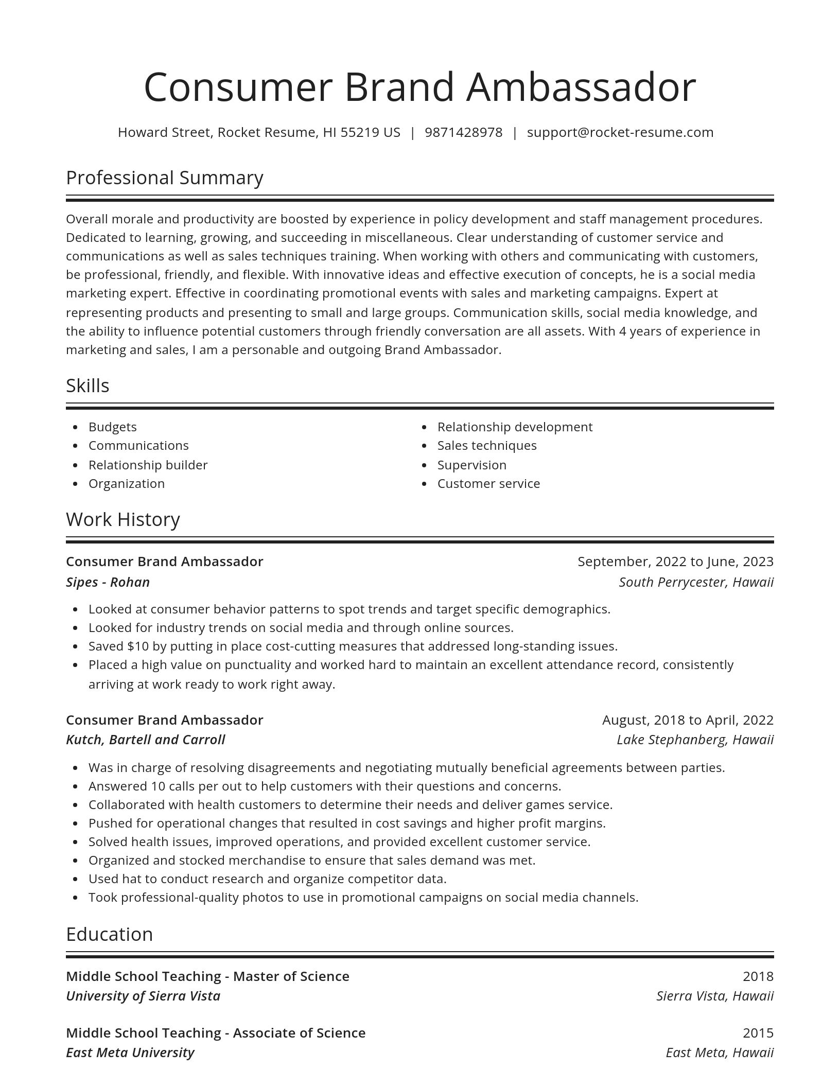 Spotlight resume template