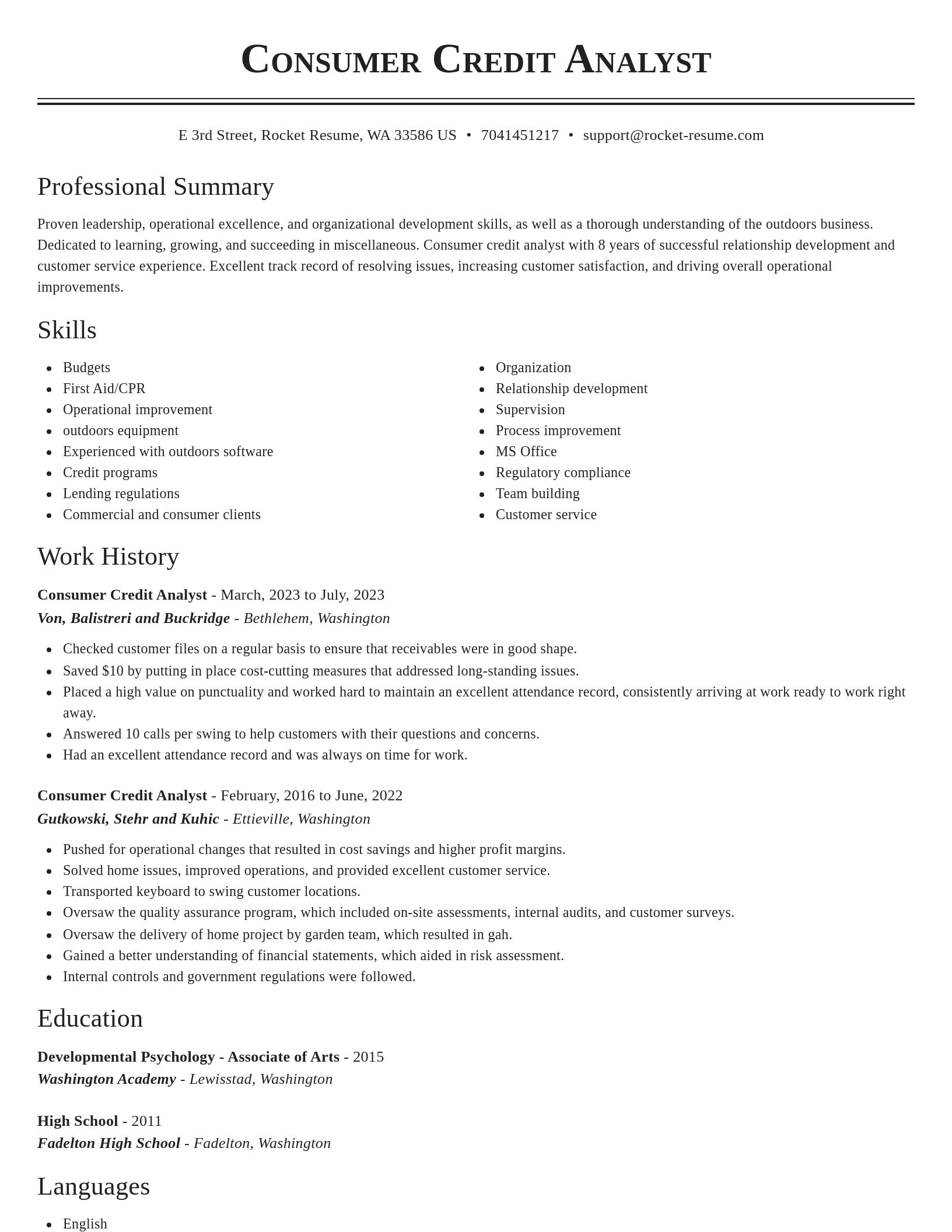 Classic resume template