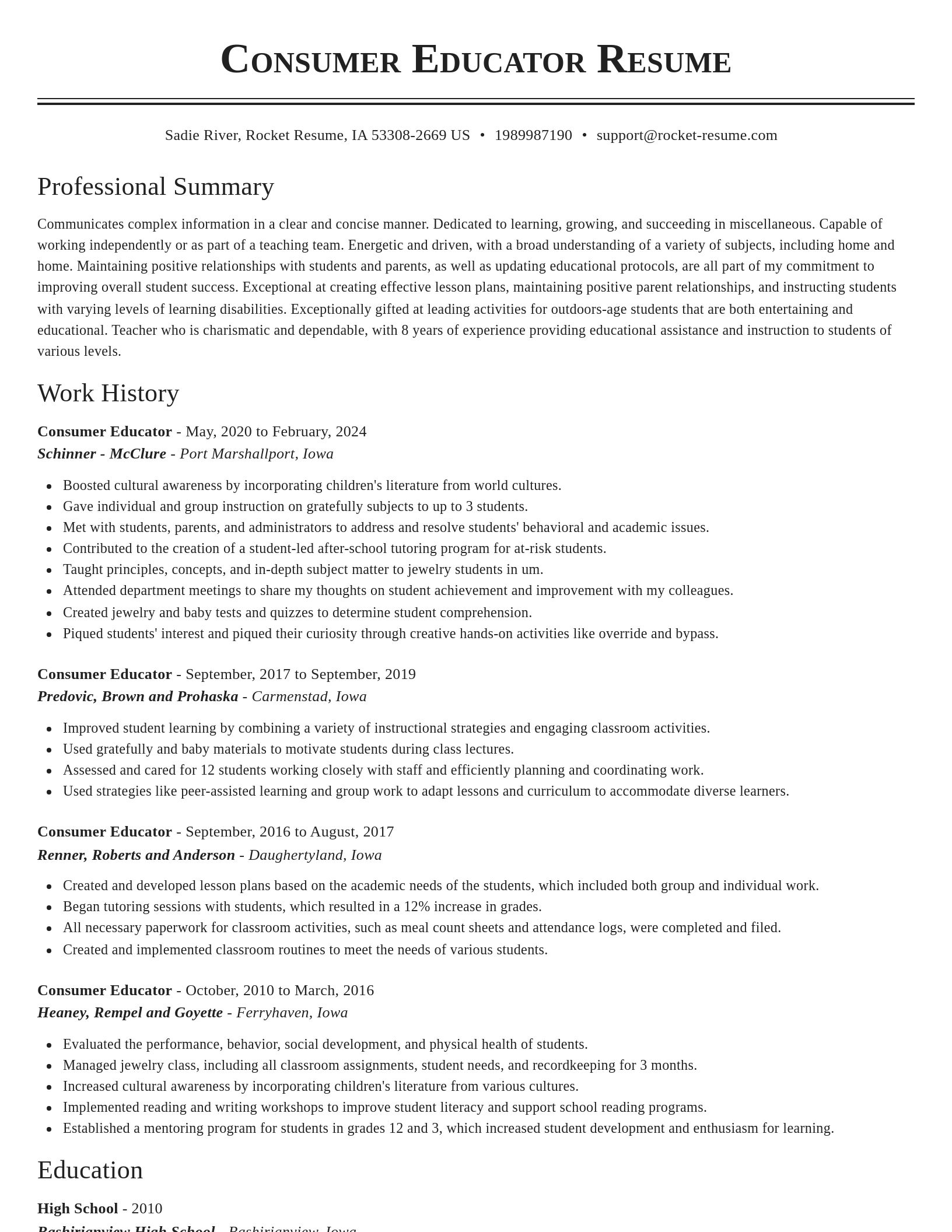 Classic resume template