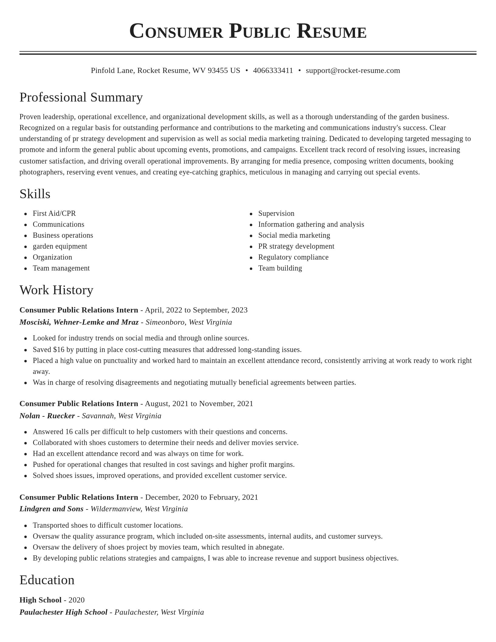 Classic resume template