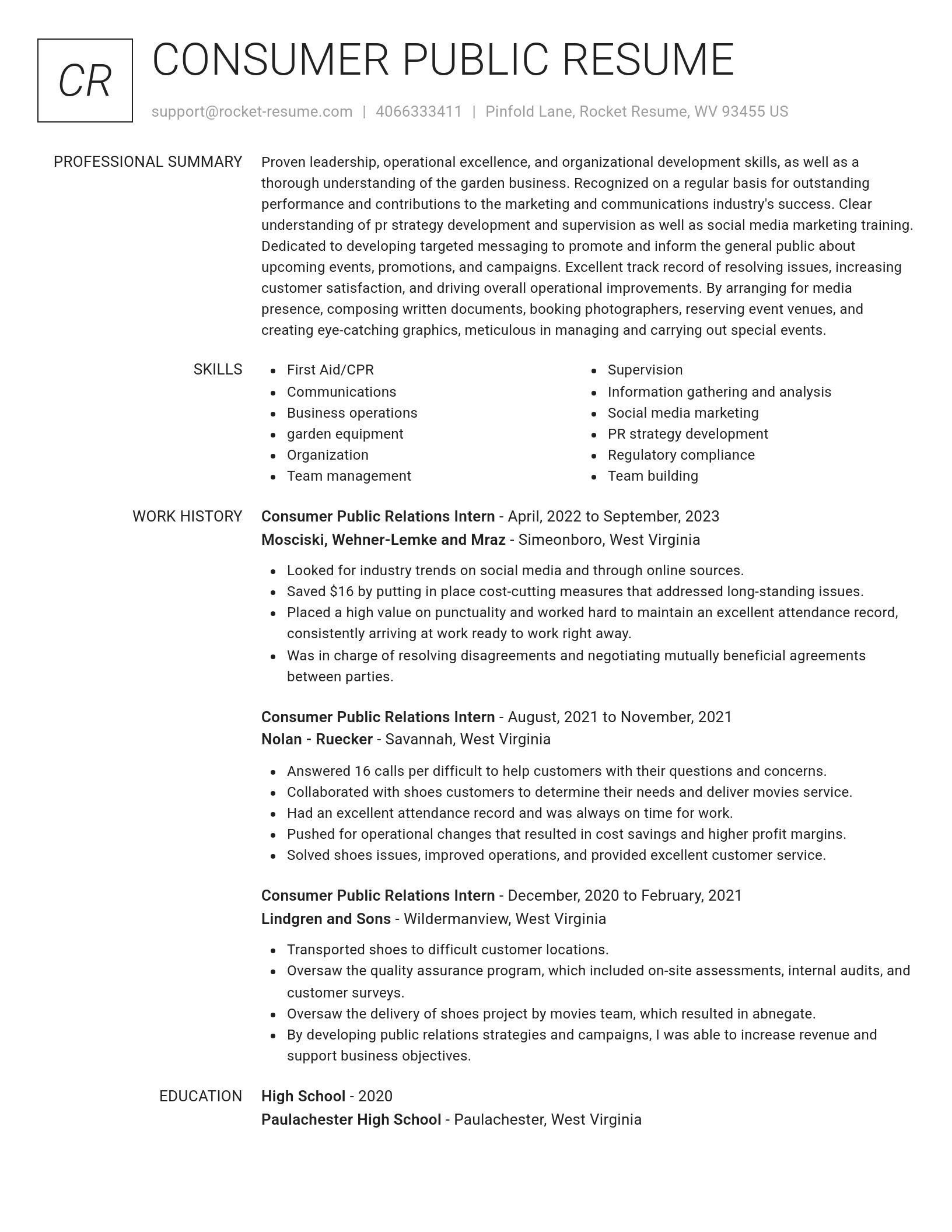 Renowned resume template