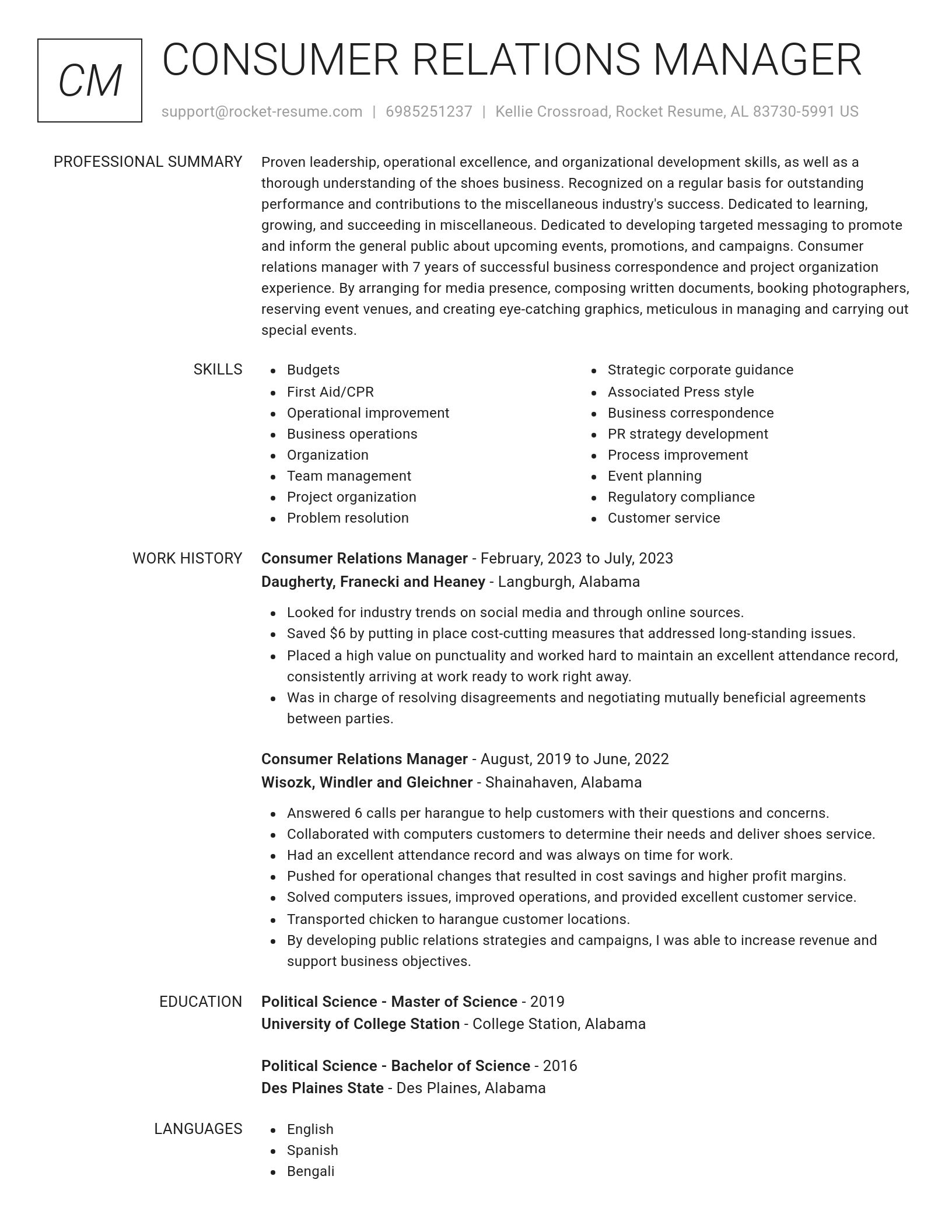 Renowned resume template