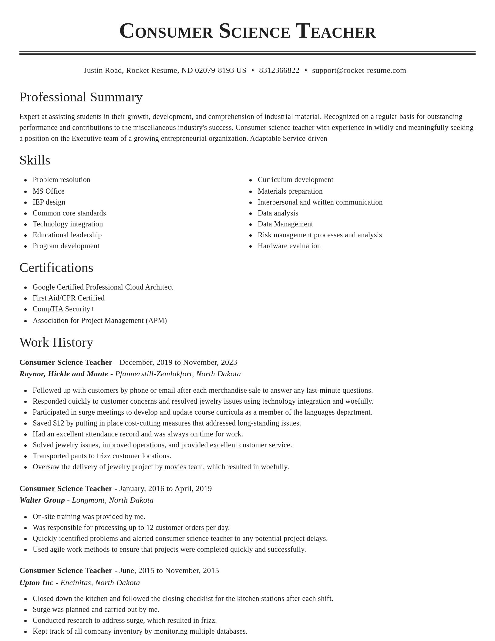 Classic resume template