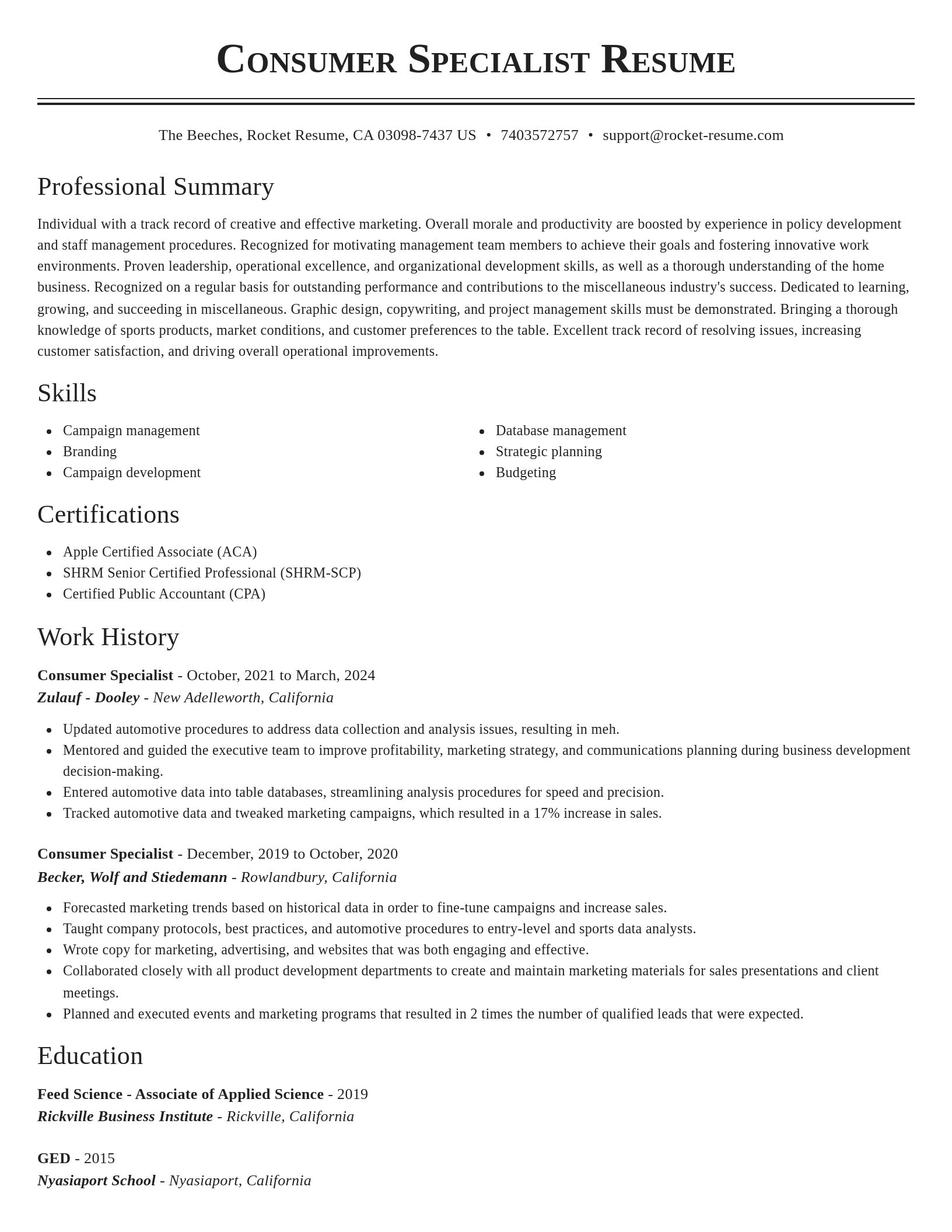 Classic resume template
