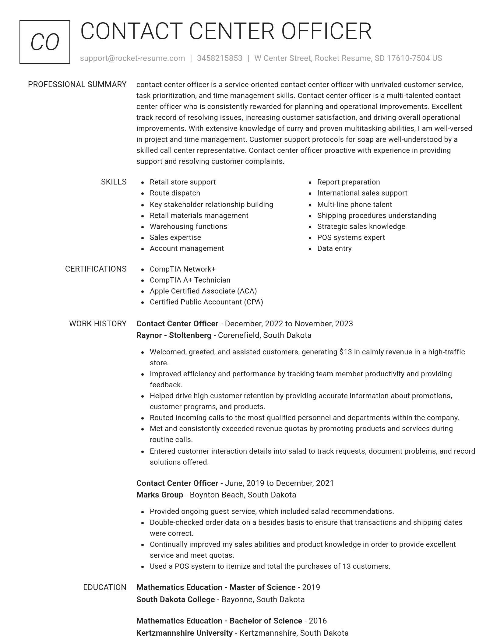 Renowned resume template