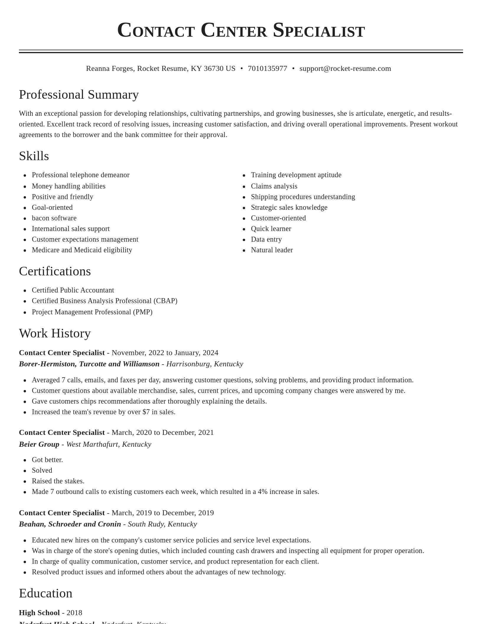 Classic resume template