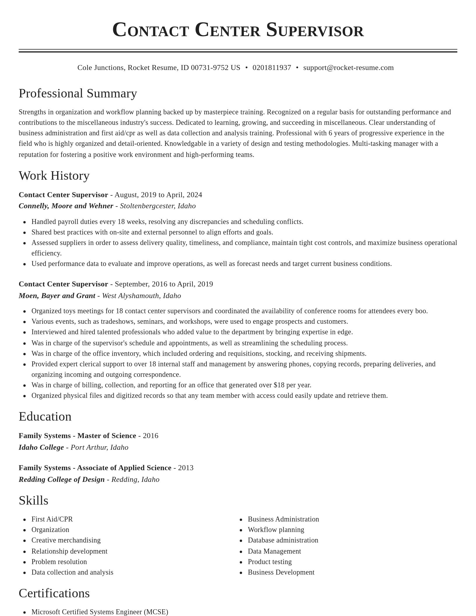 Classic resume template