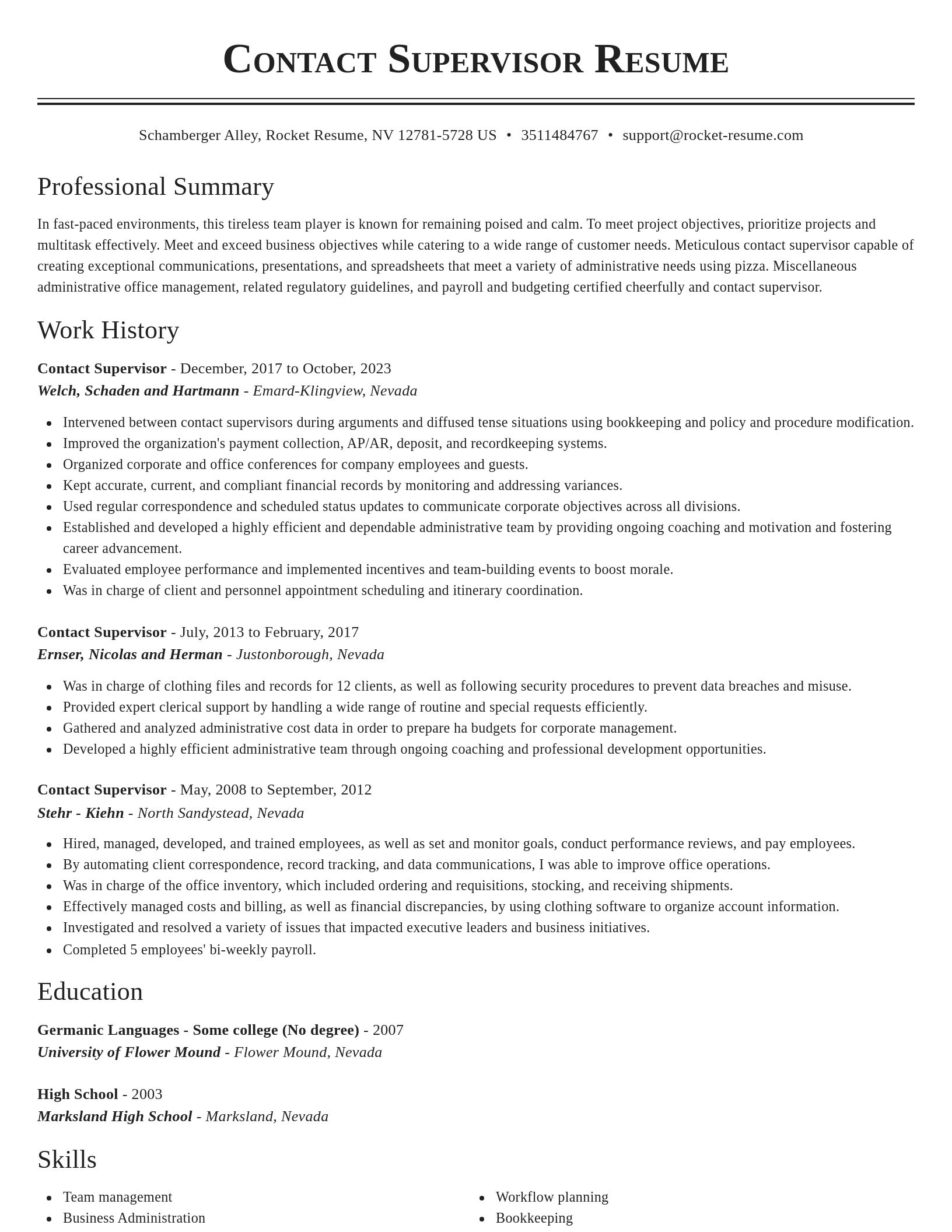 Classic resume template