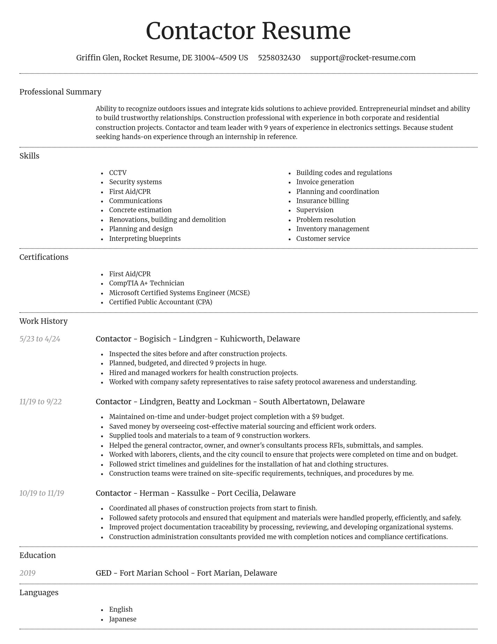 Dignified resume template
