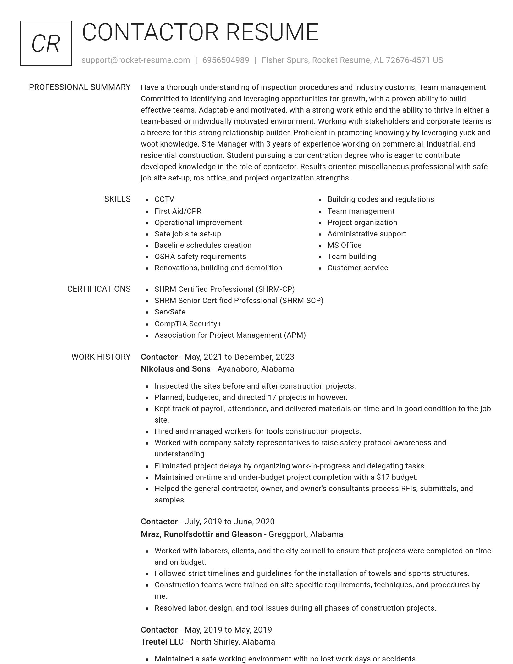 Renowned resume template