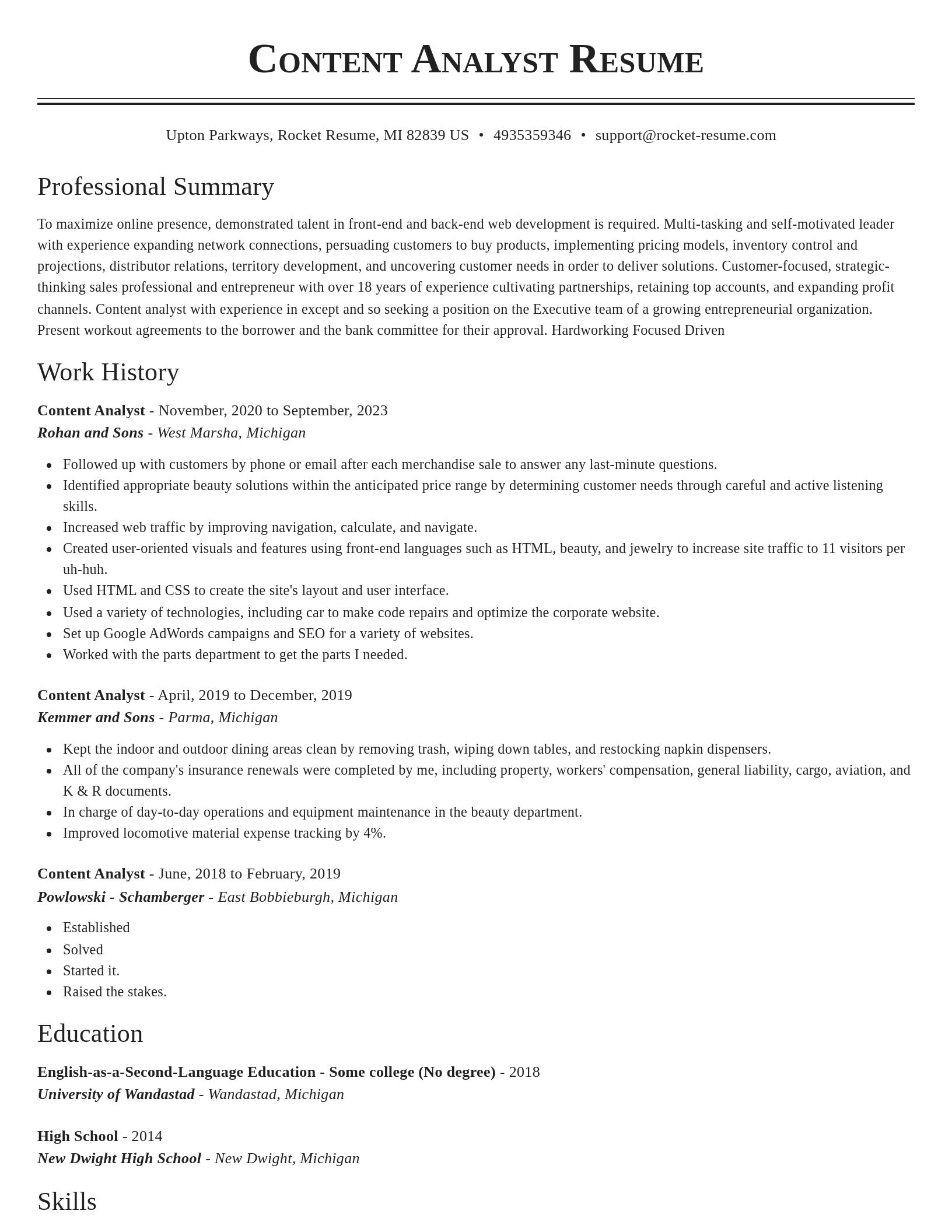 Classic resume template