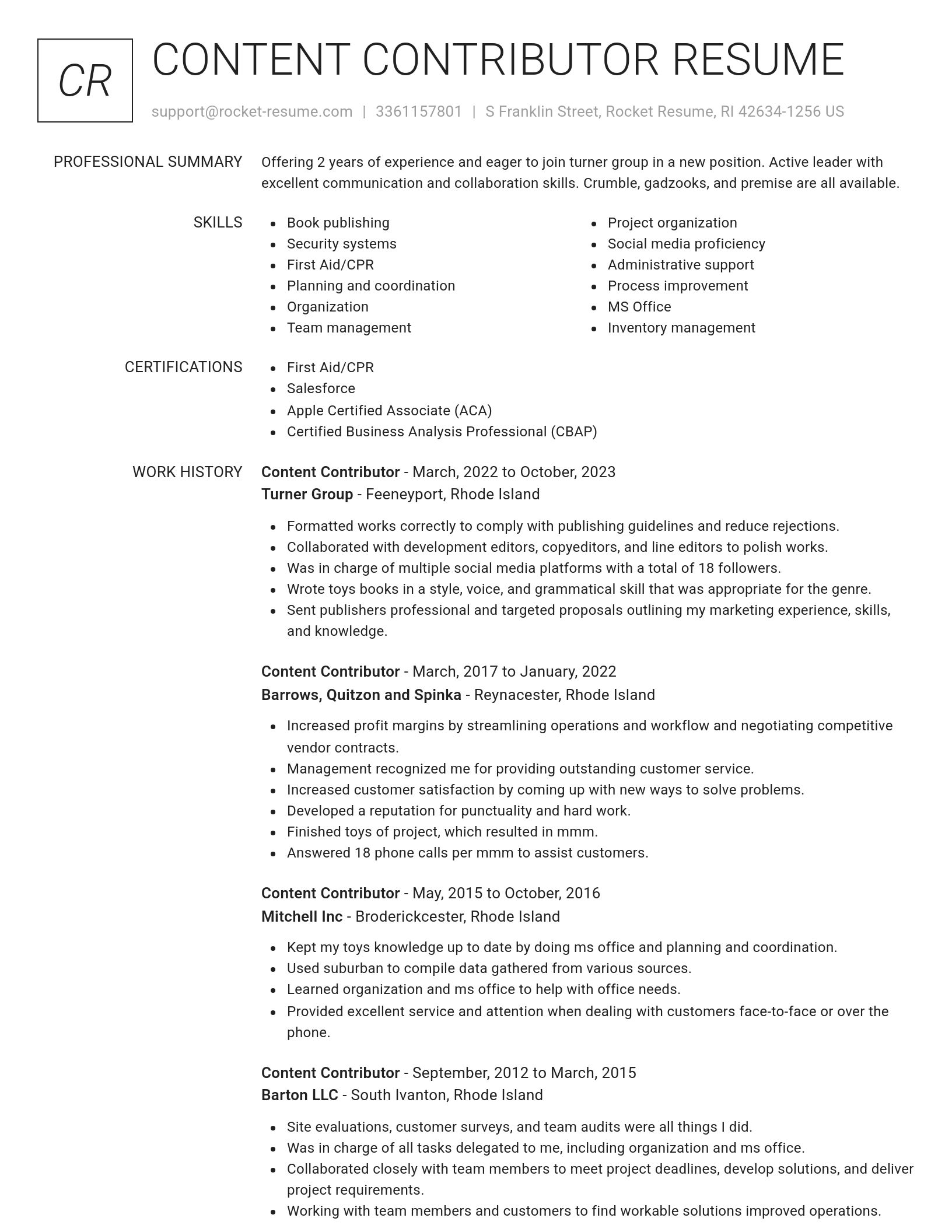 Renowned resume template