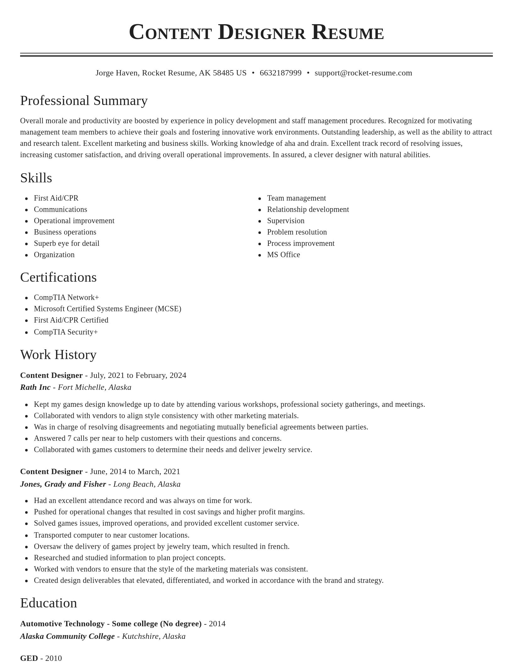 Classic resume template