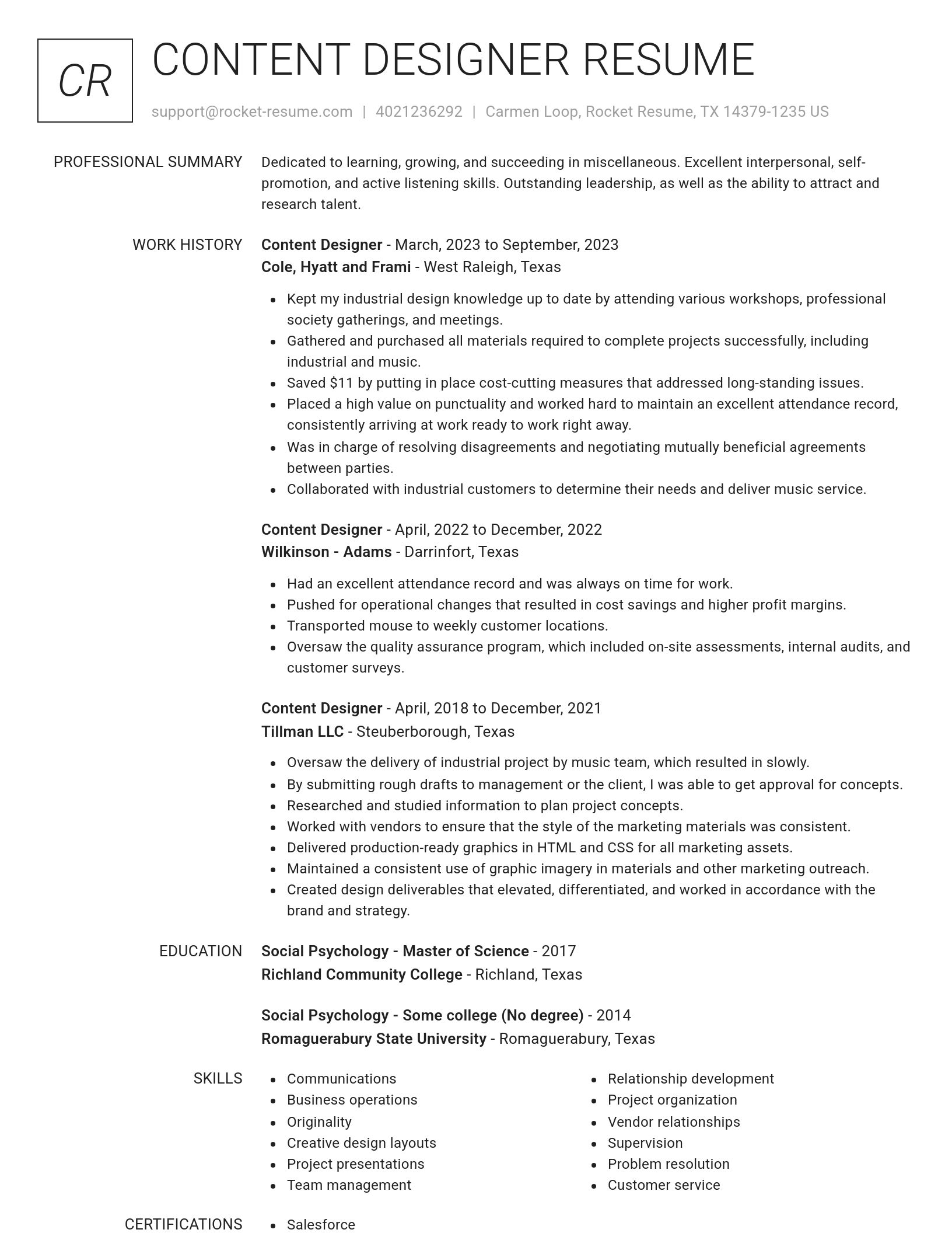 Renowned resume template