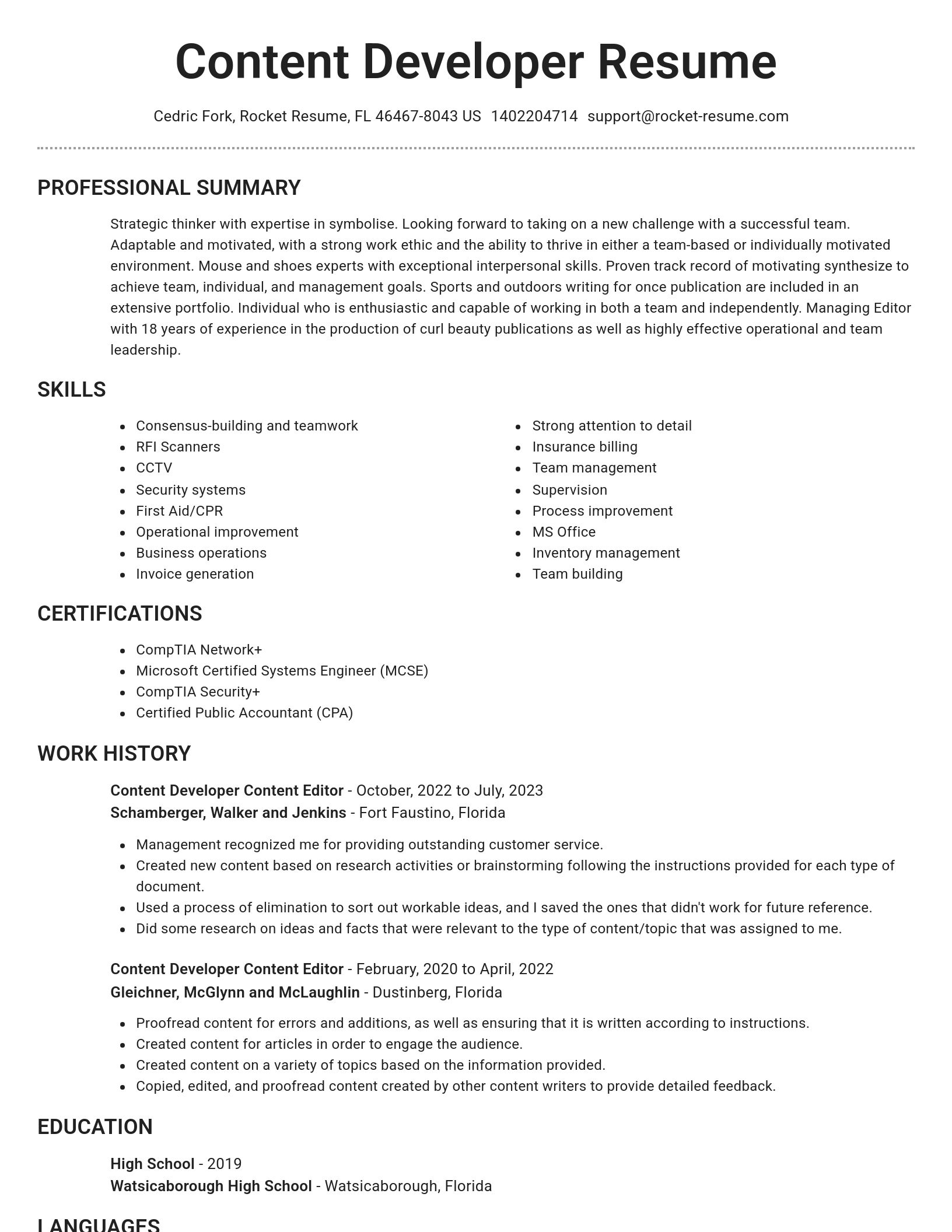 Brilliant resume template
