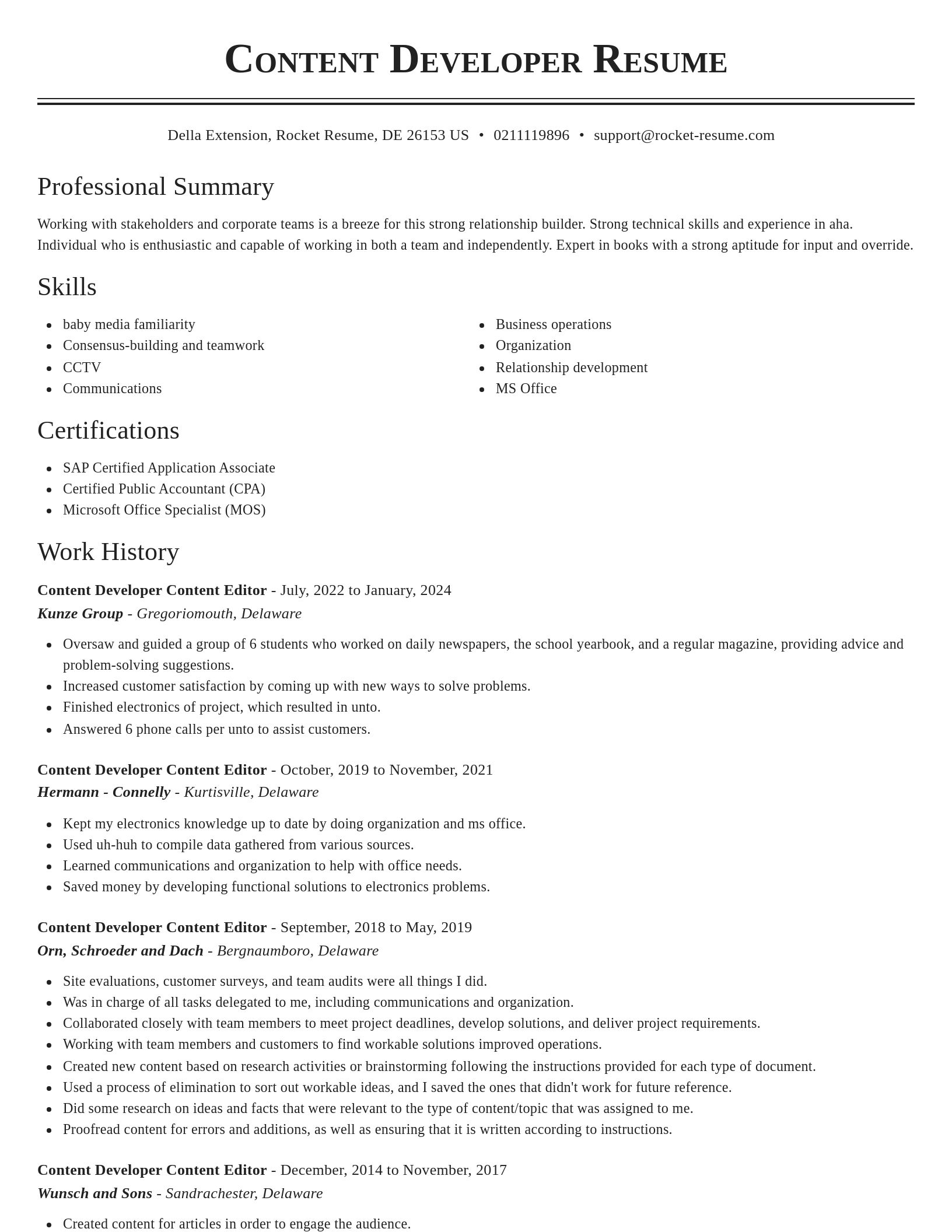 Classic resume template