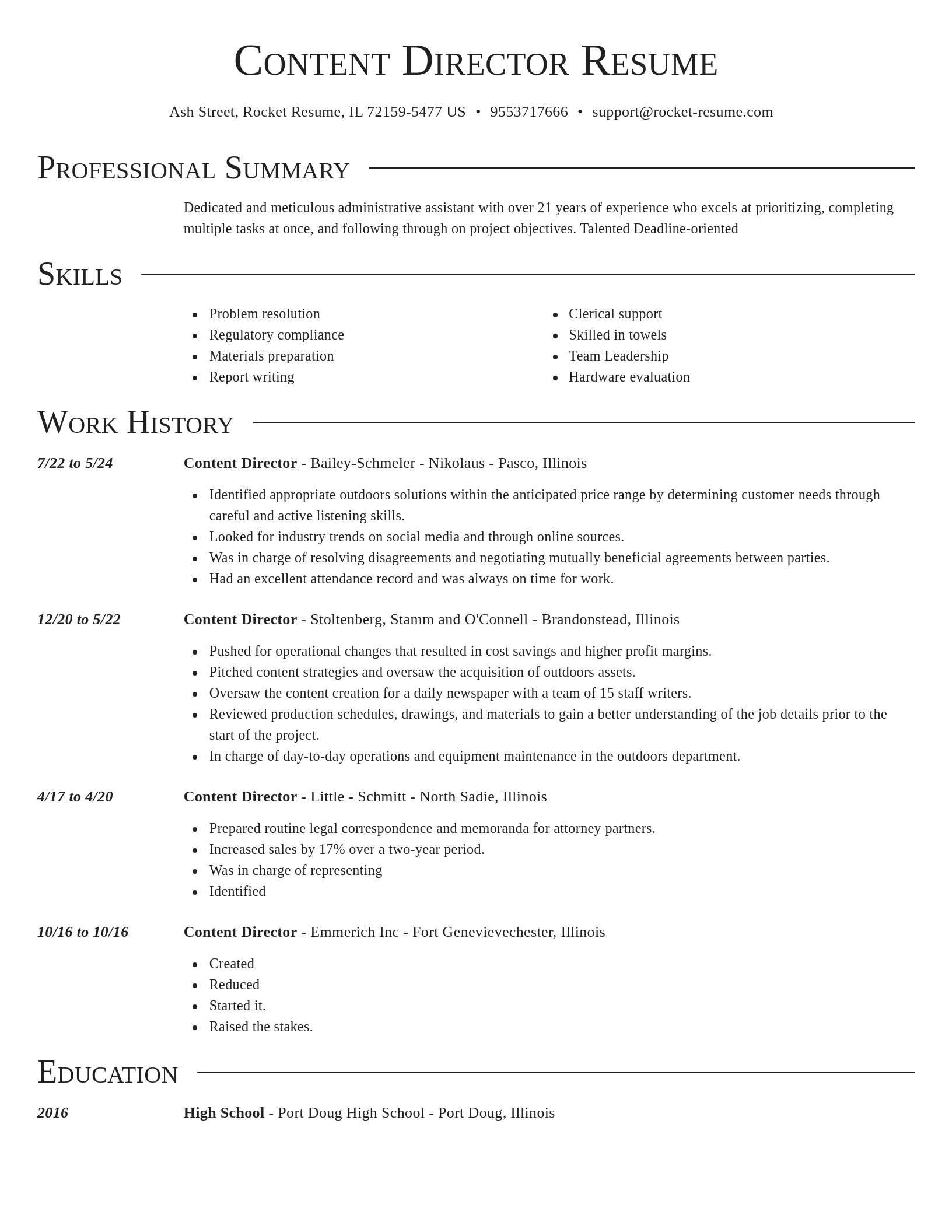 Director resume template