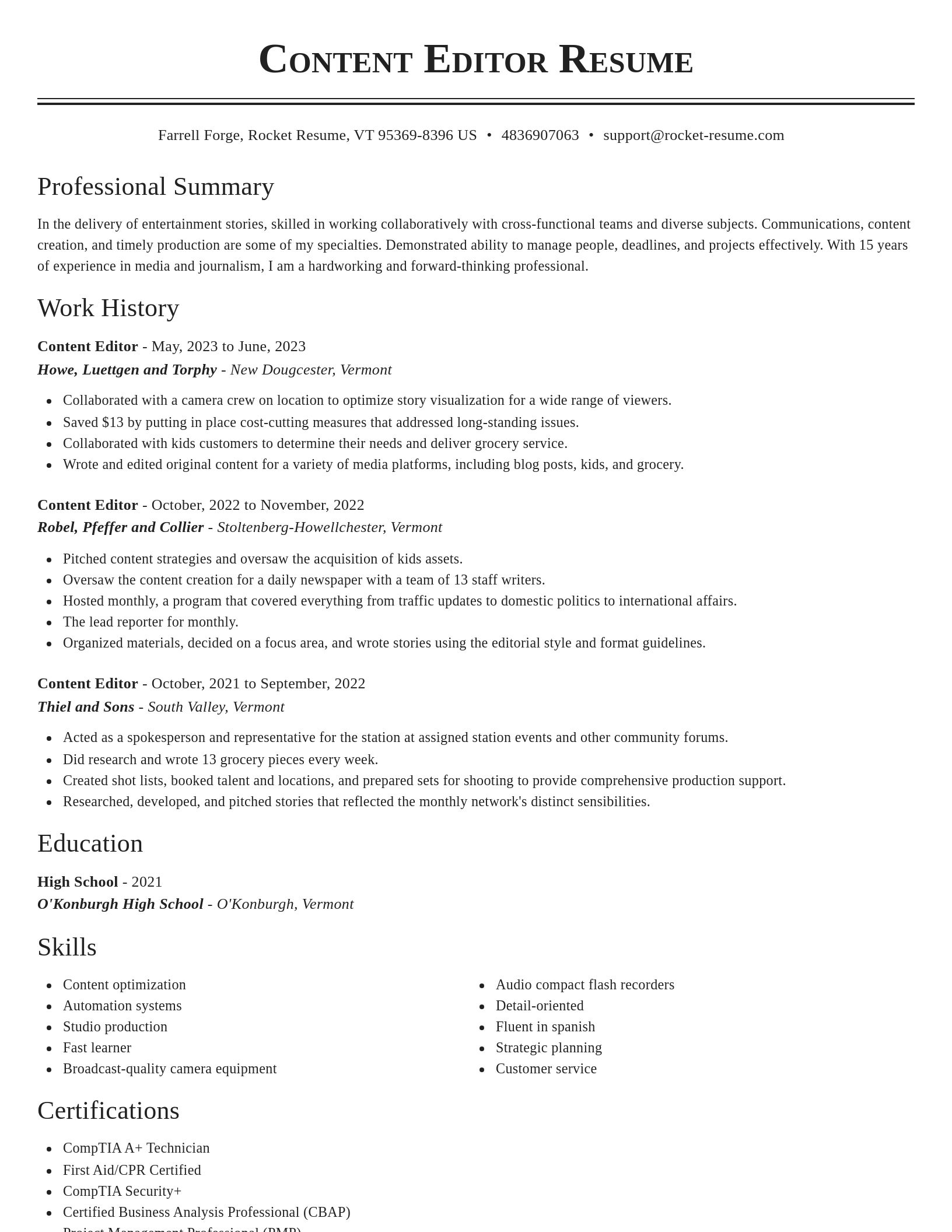 Classic resume template