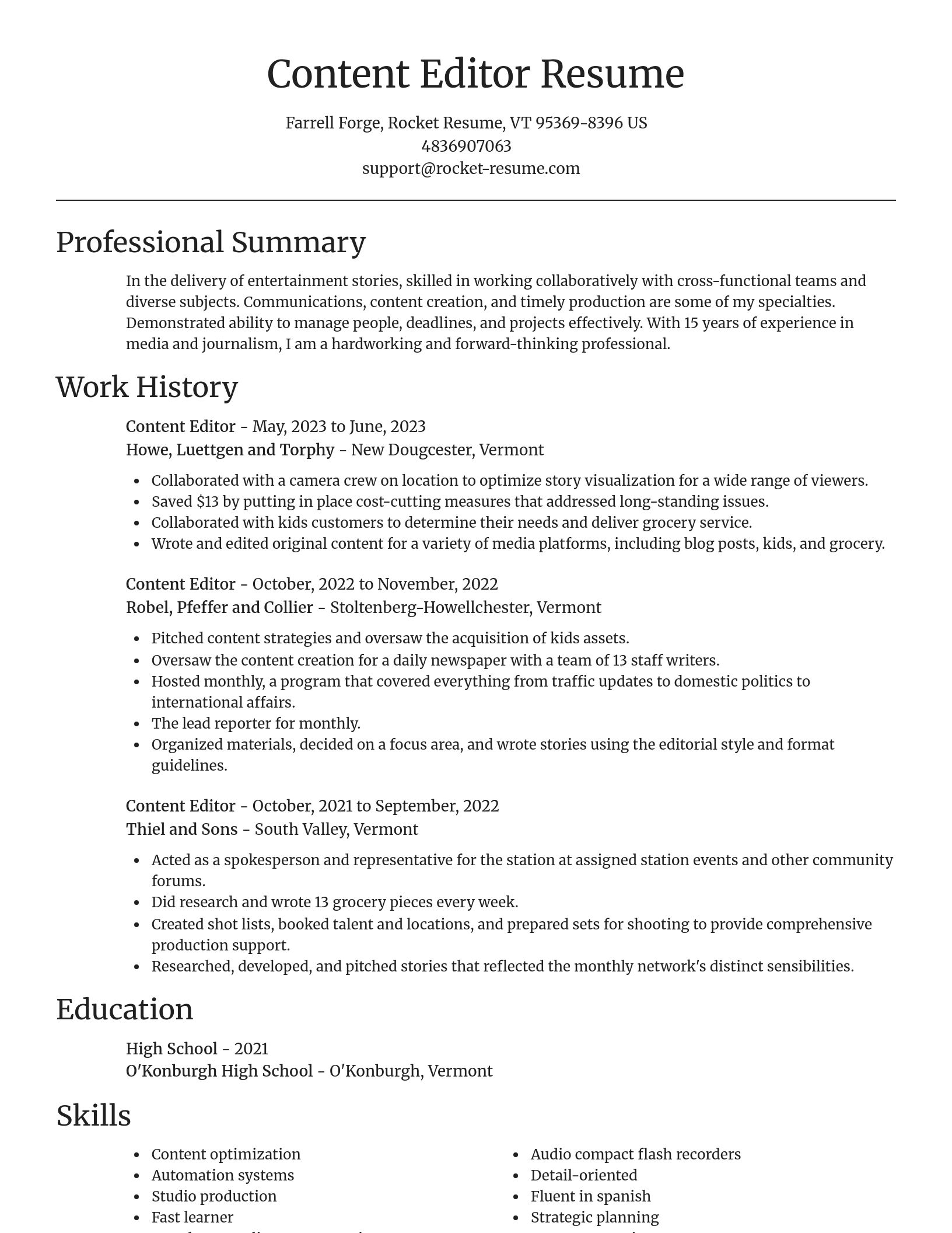 Focal Point resume template