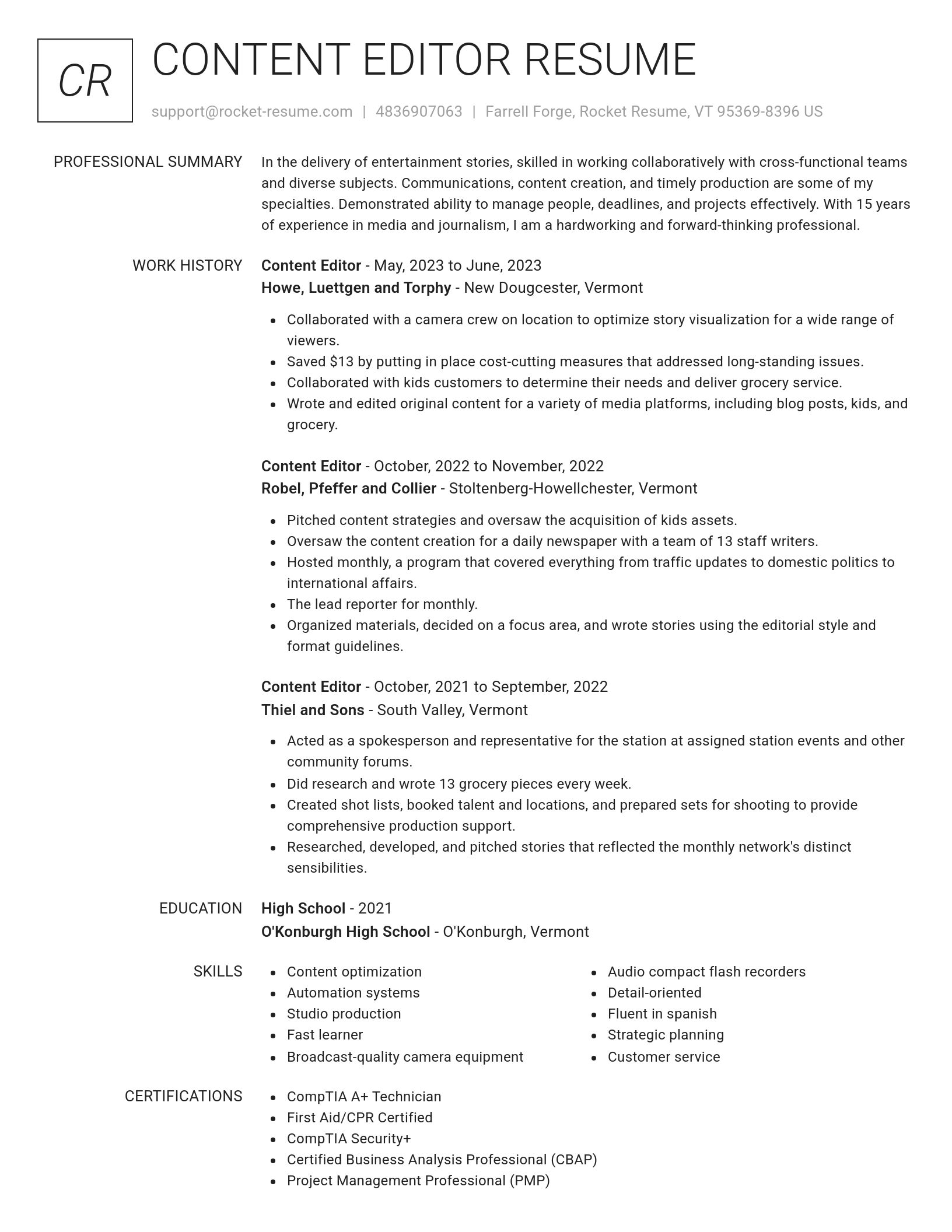 Renowned resume template