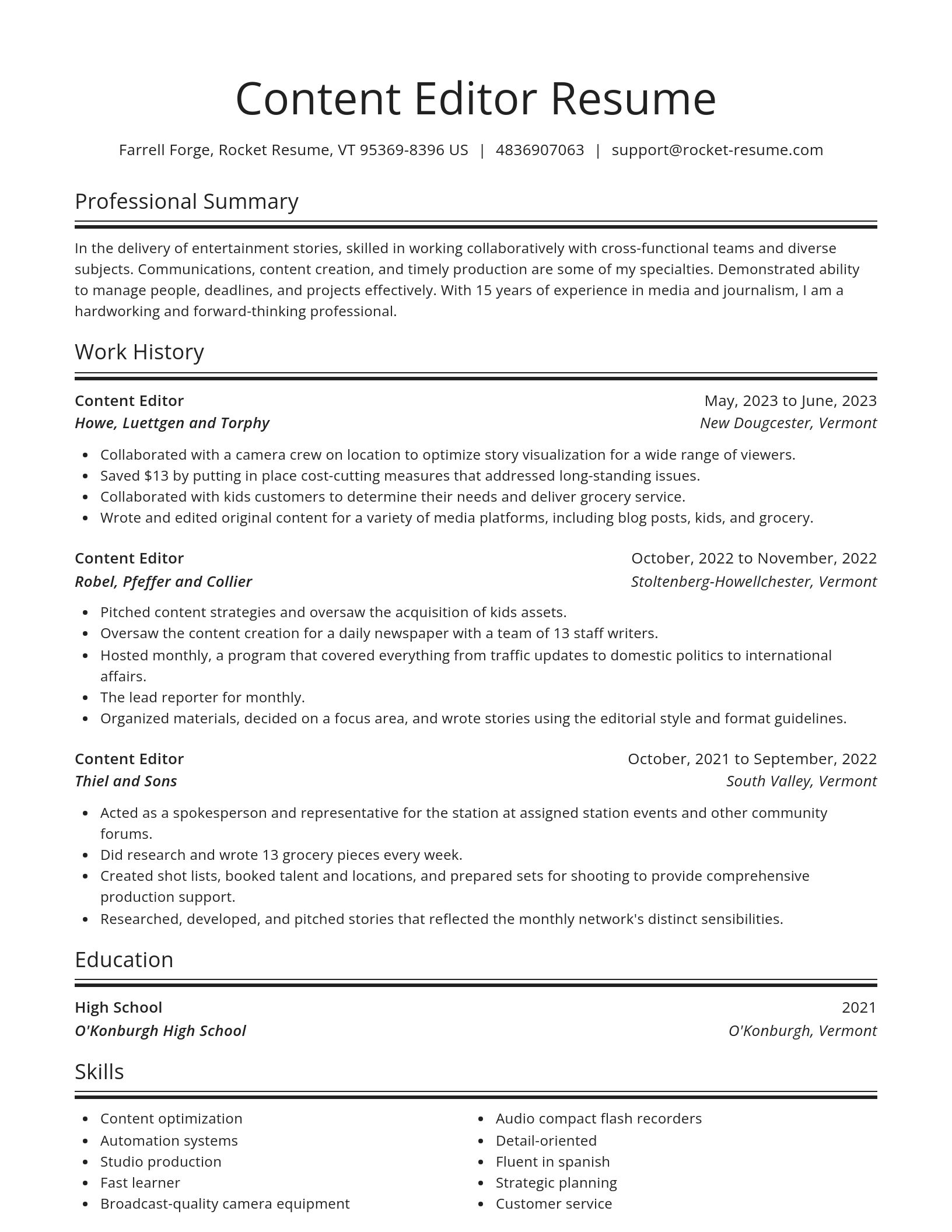 Spotlight resume template