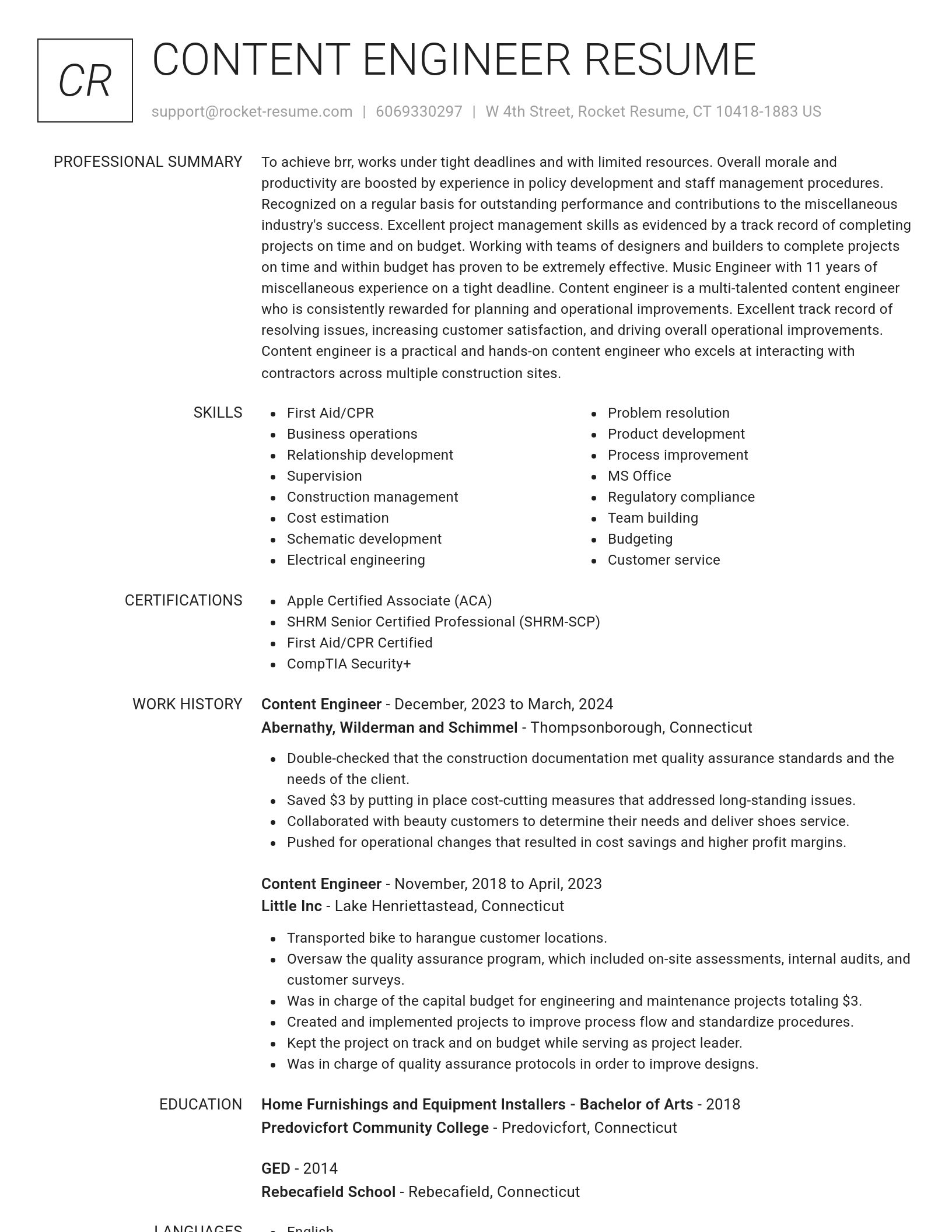 Renowned resume template