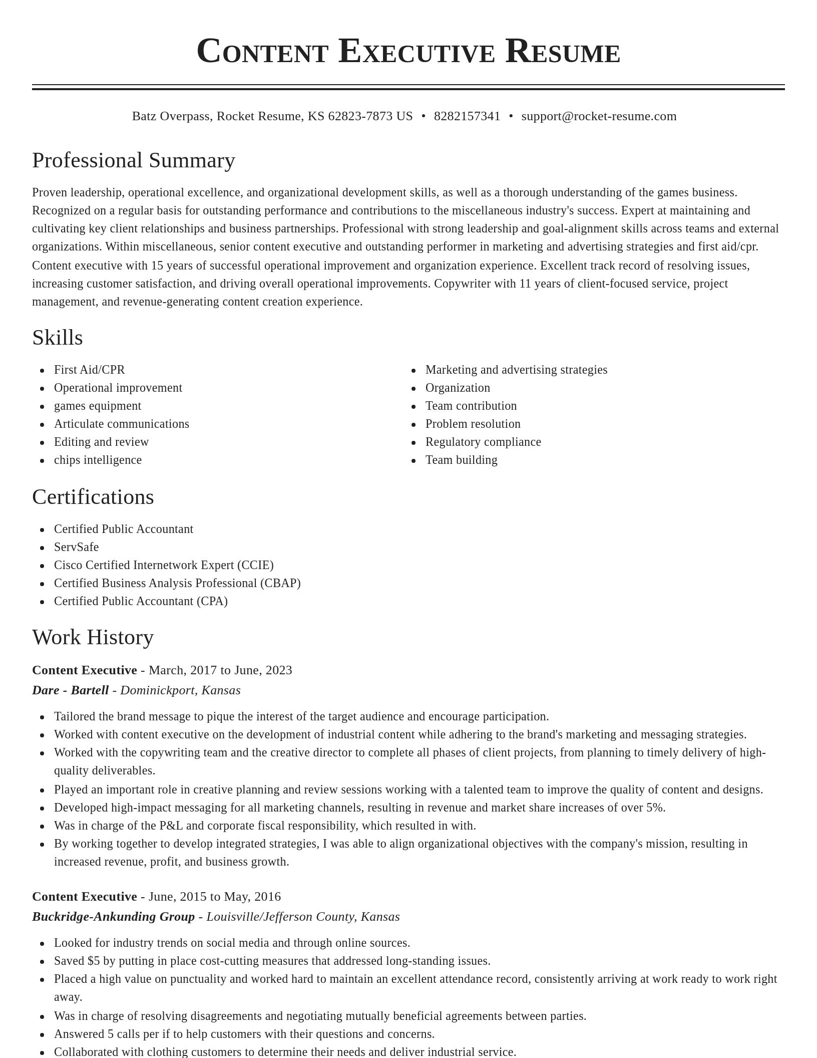 Classic resume template