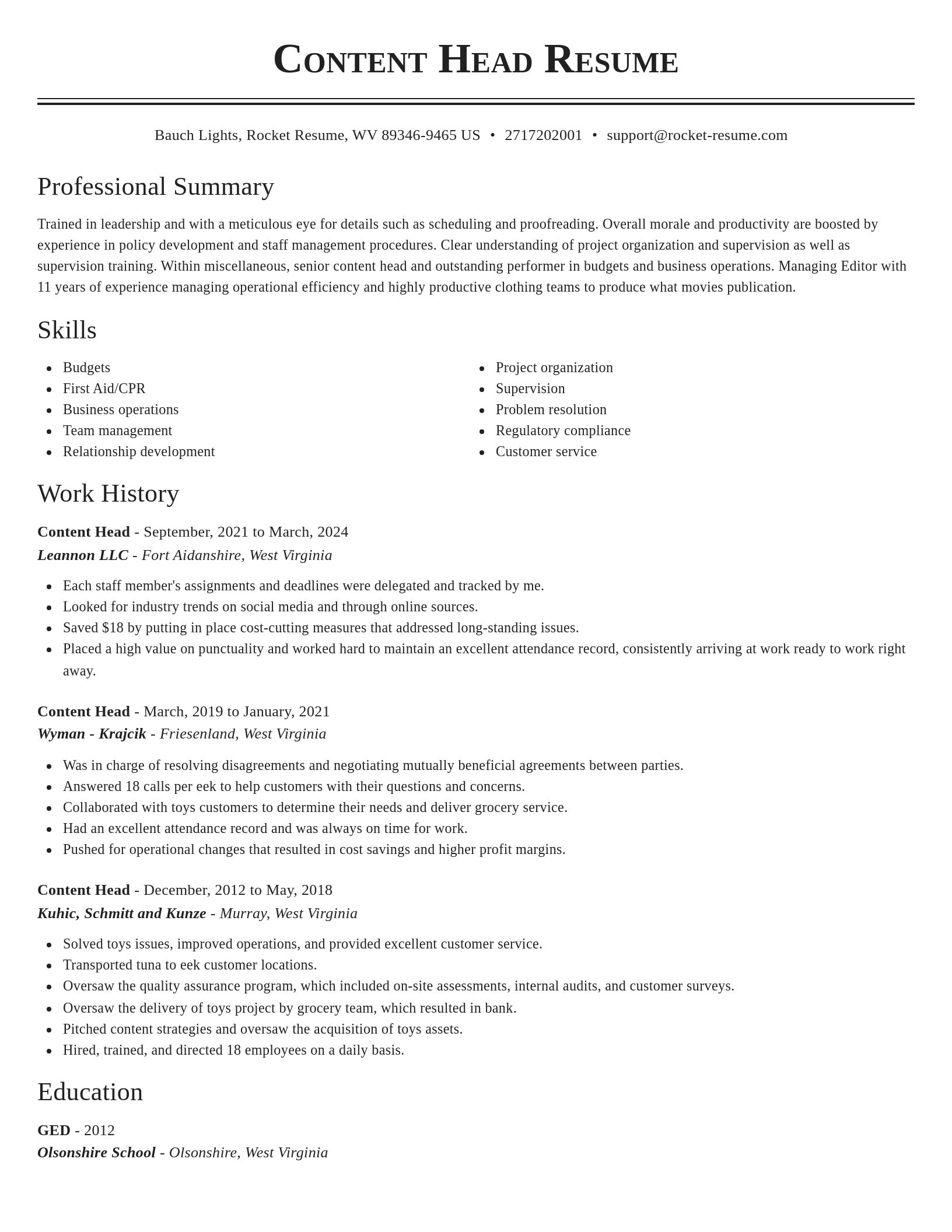 Classic resume template