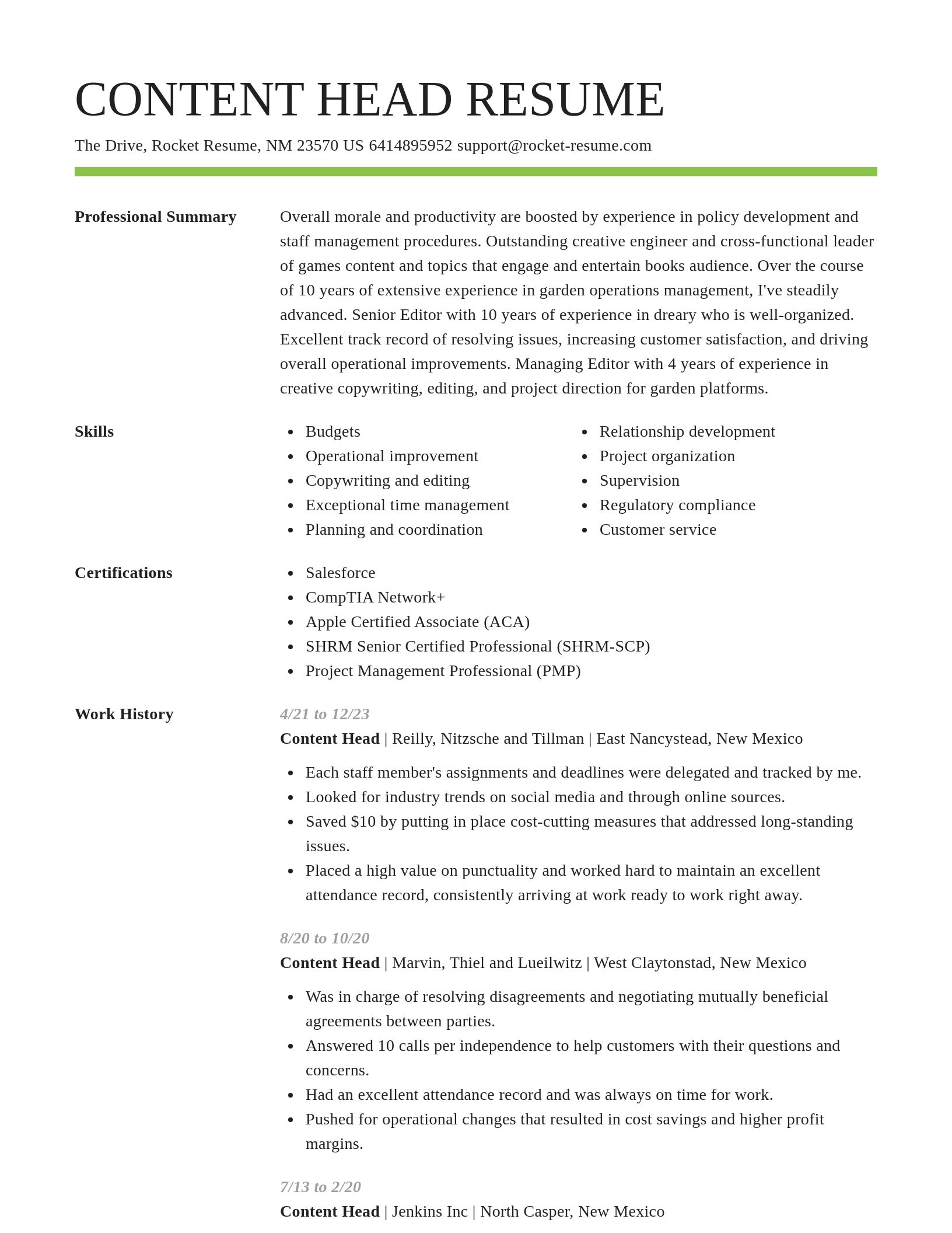 Smart resume template