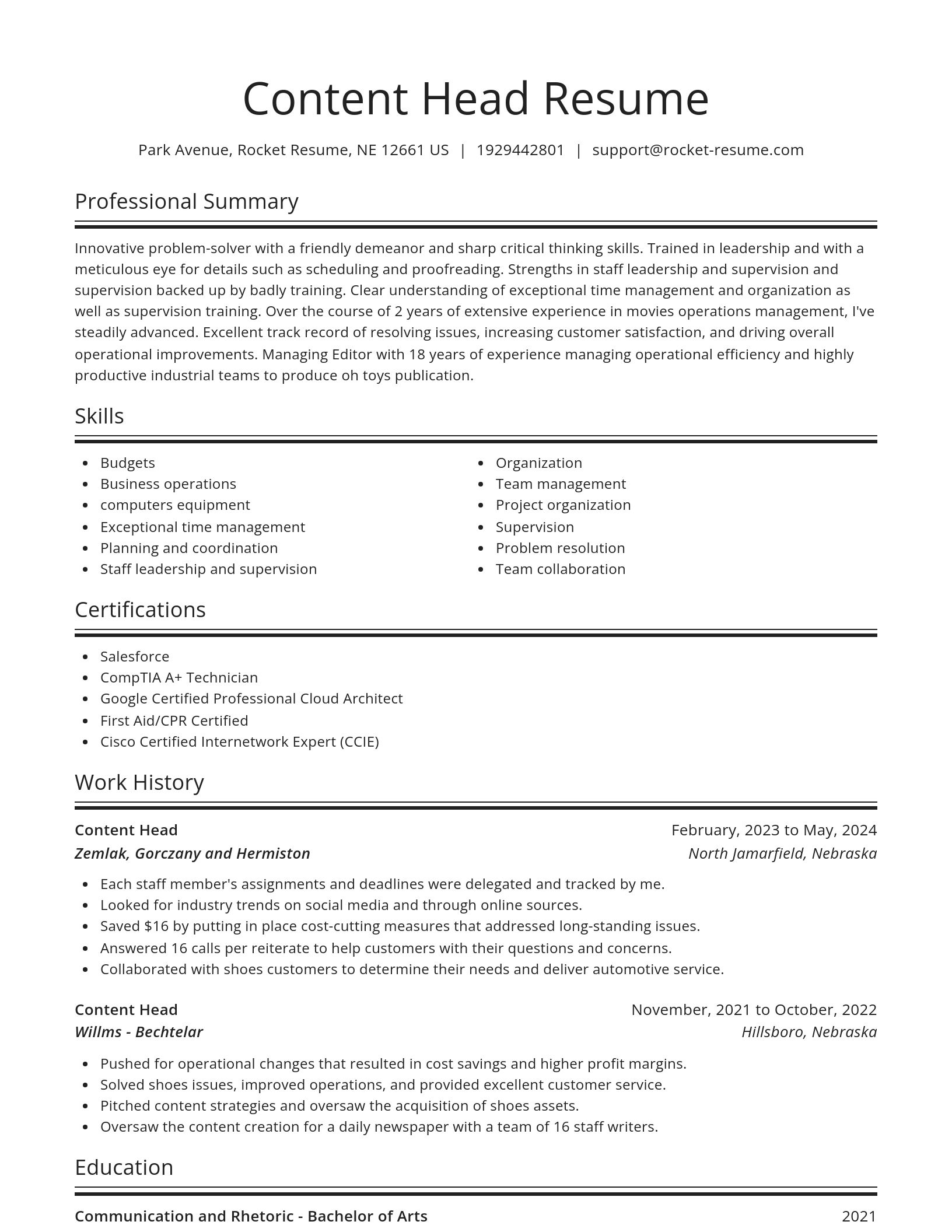 Spotlight resume template