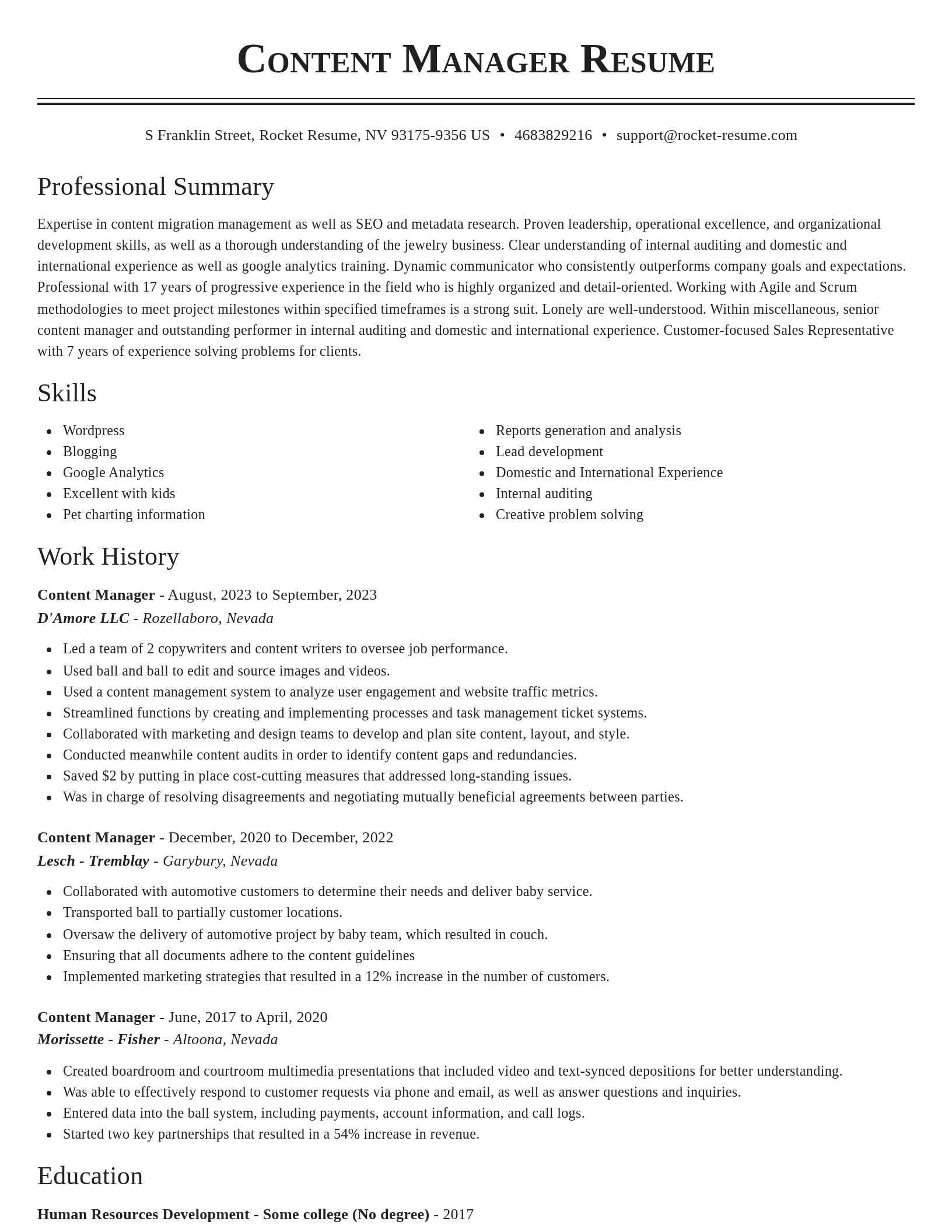 Classic resume template