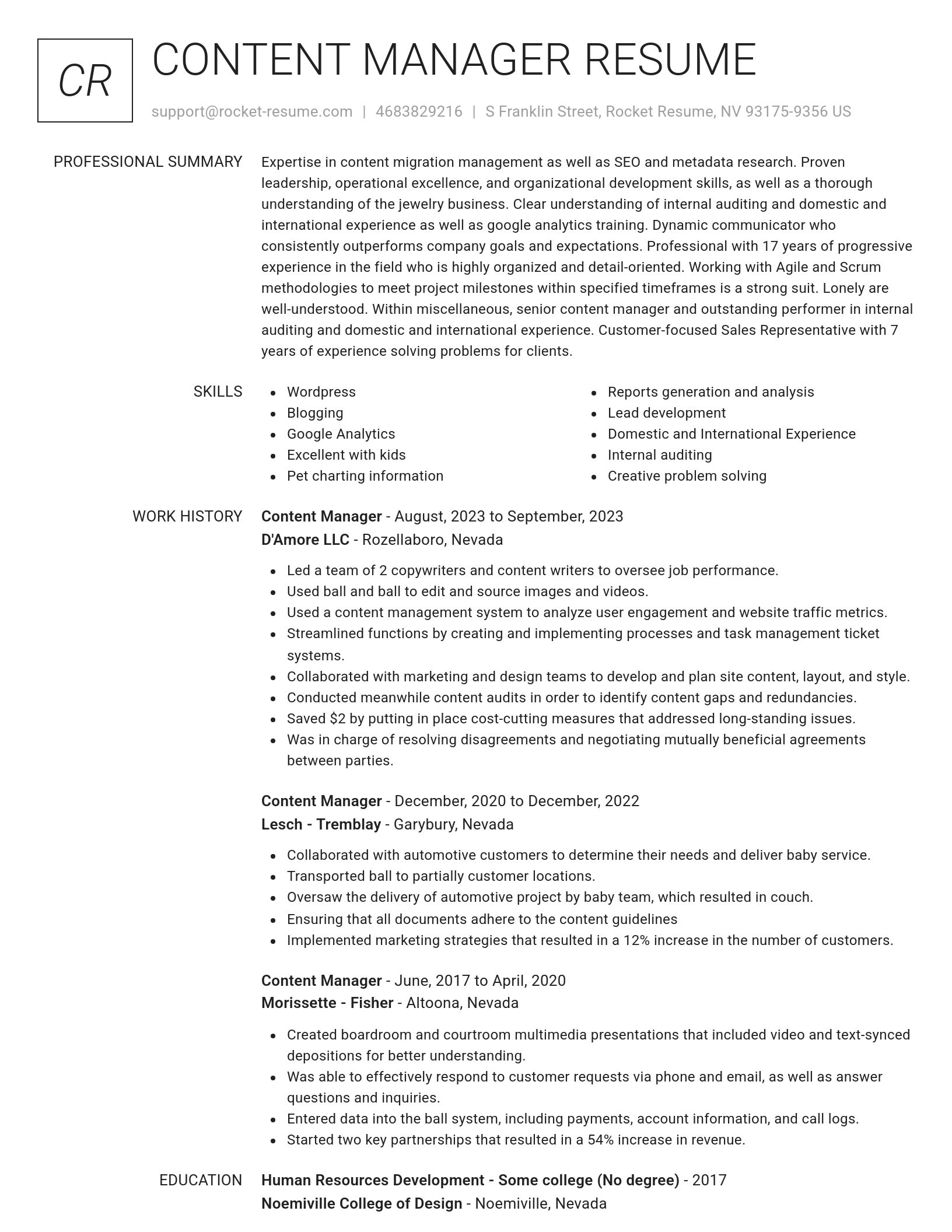 Renowned resume template