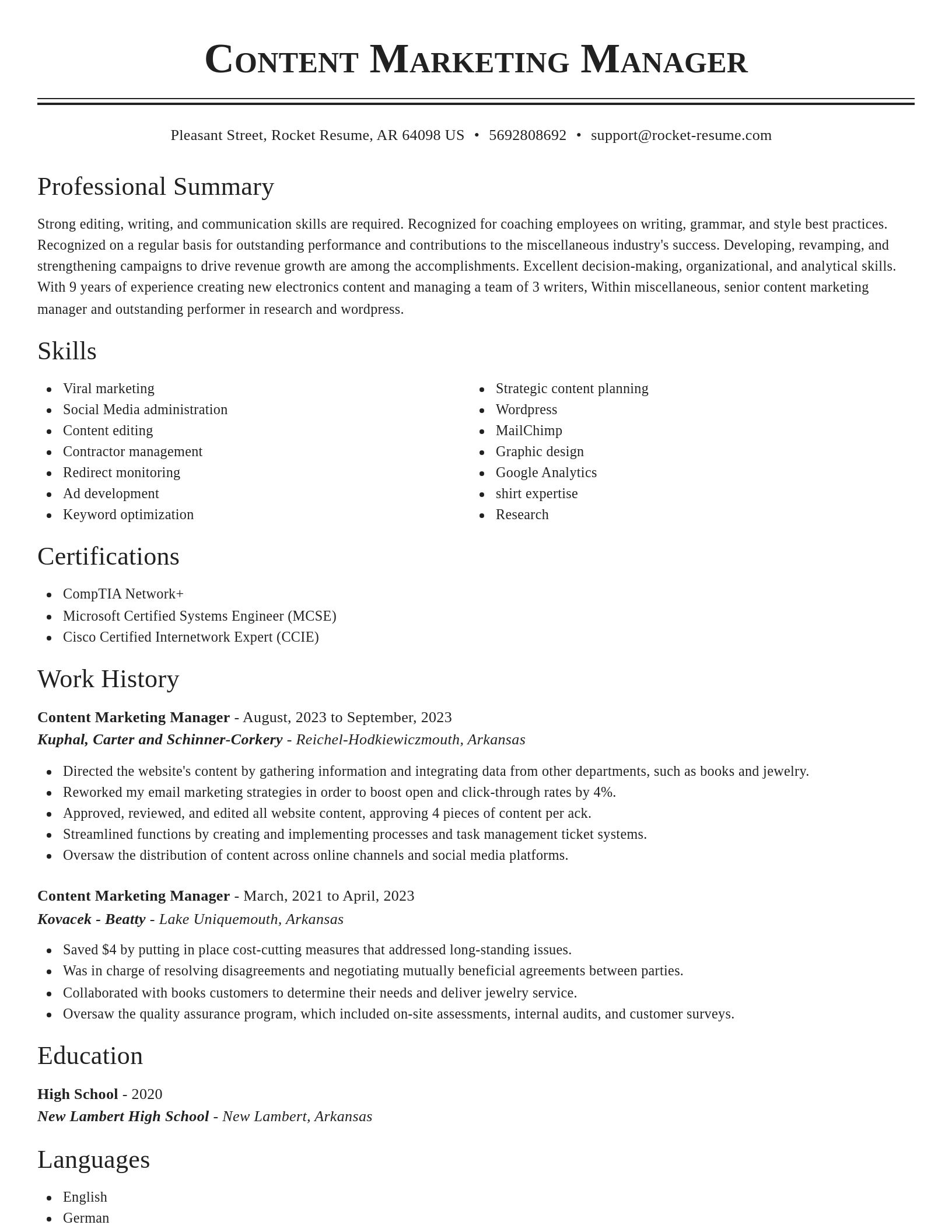 Classic resume template