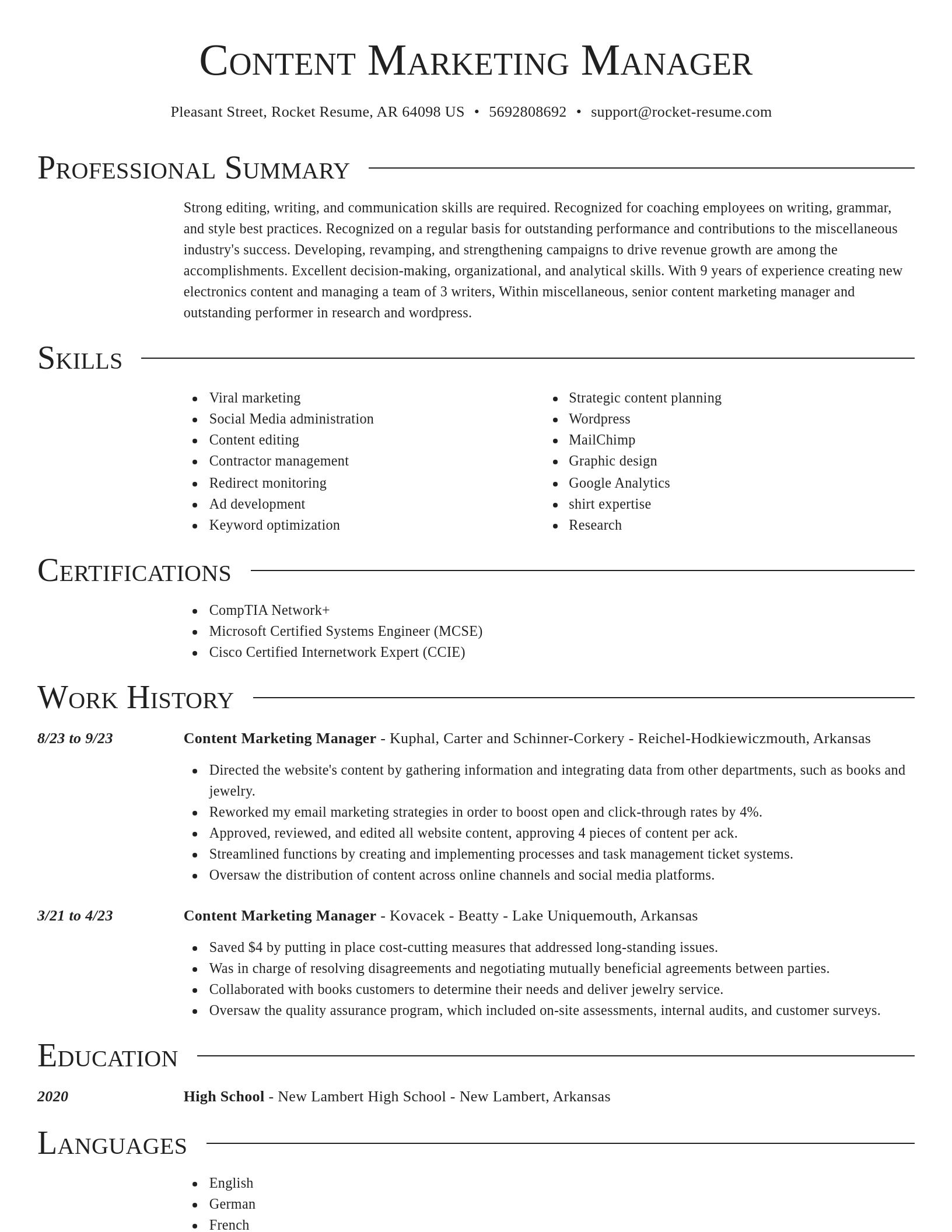Director resume template