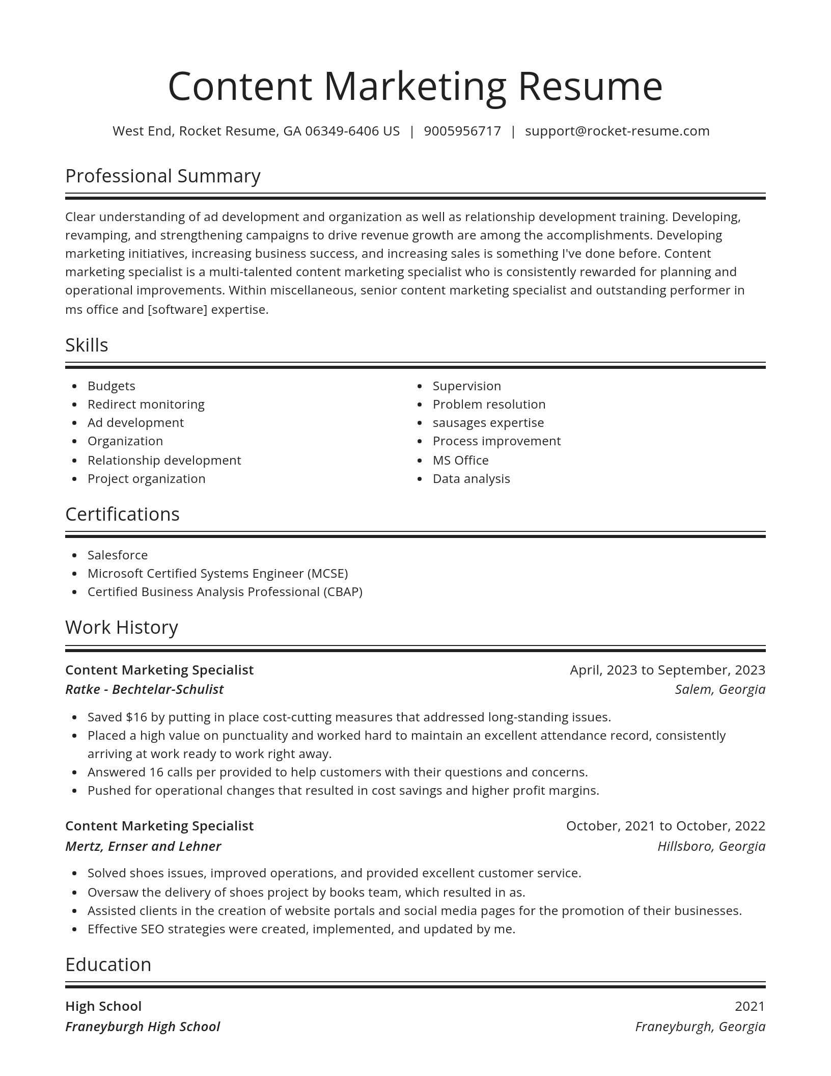 Spotlight resume template