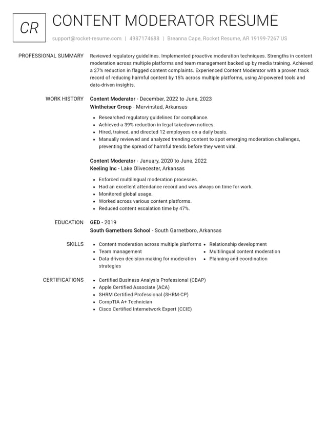 Renowned resume template