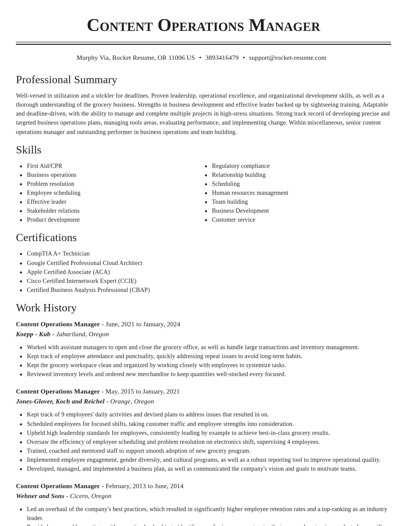 Classic resume template