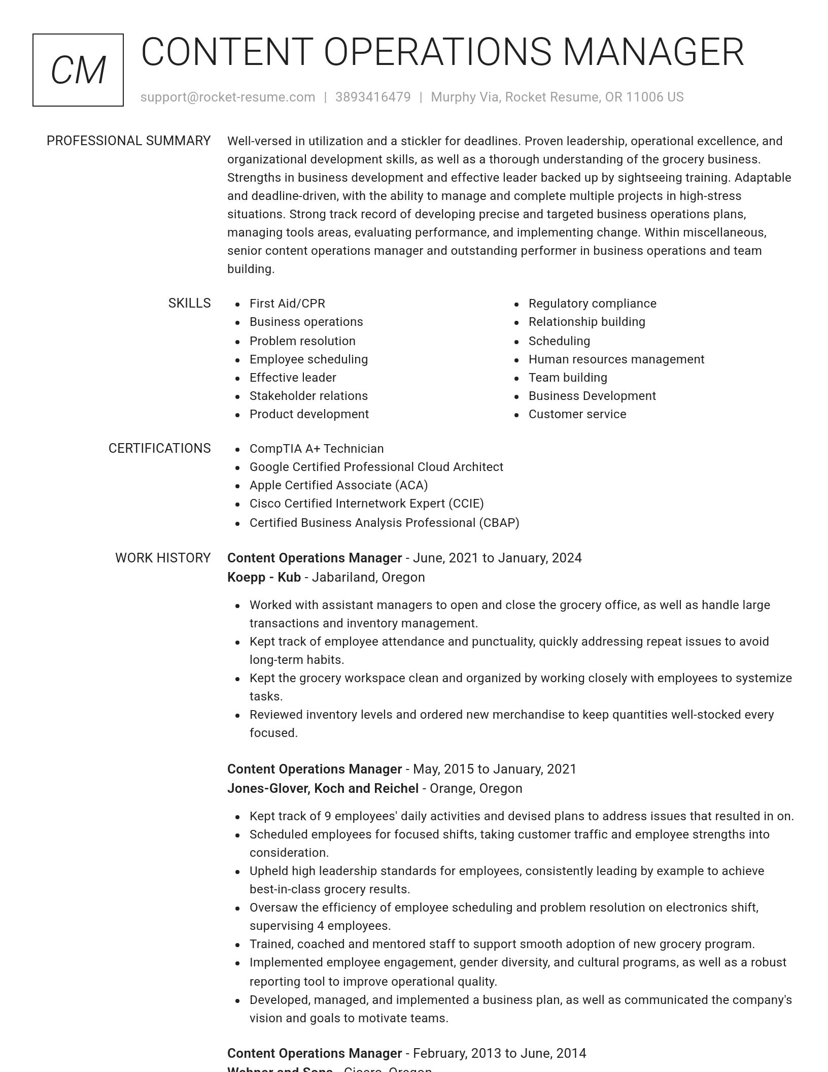 Renowned resume template