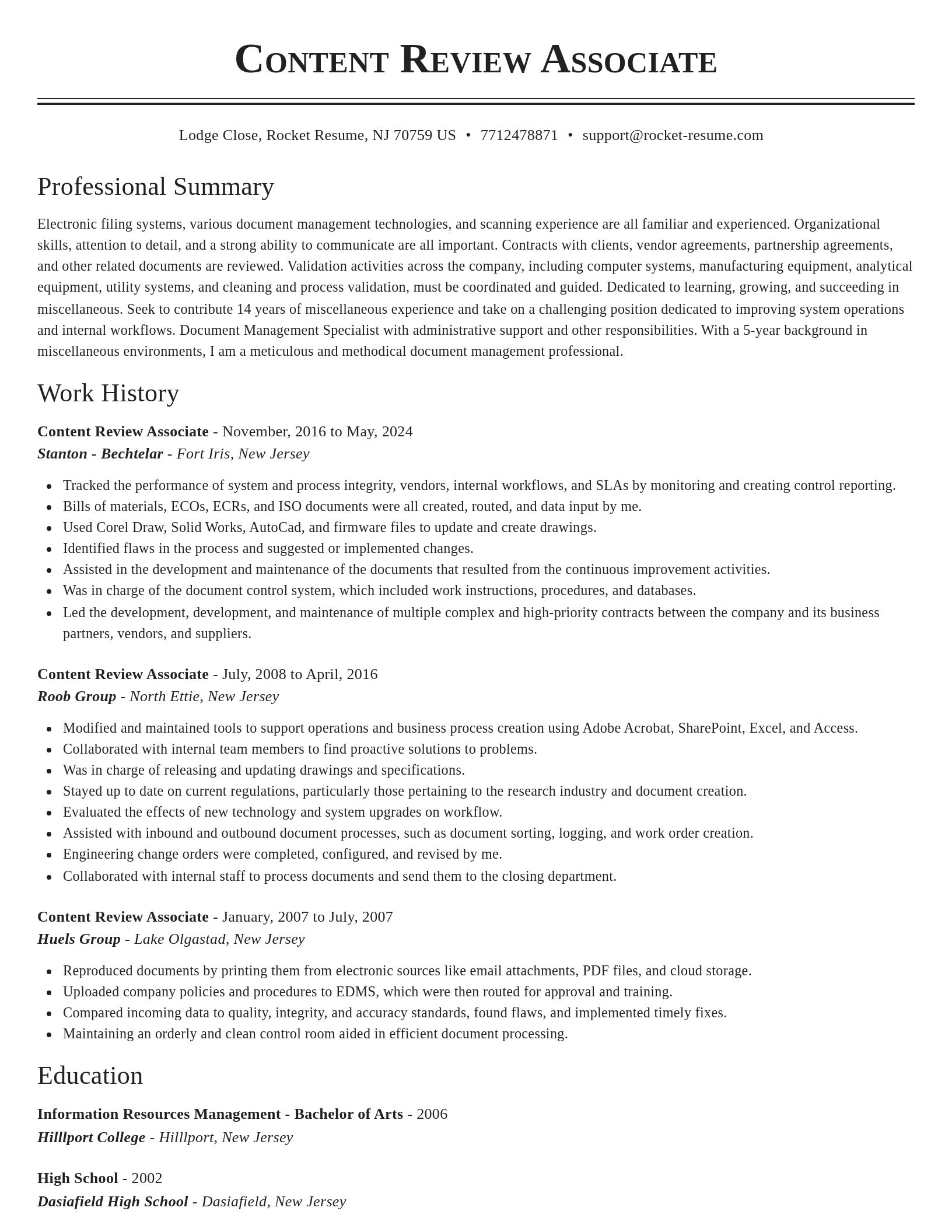 Classic resume template