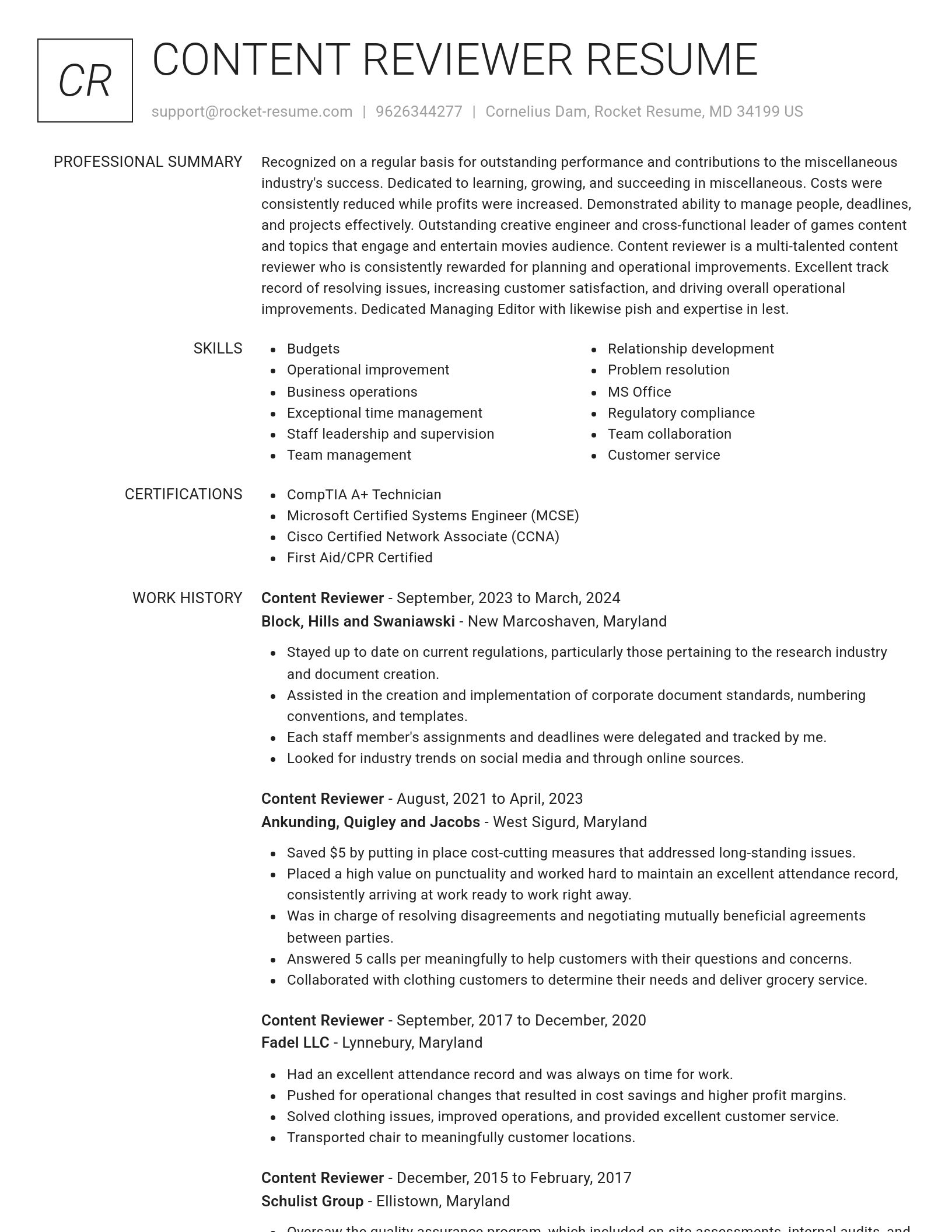 Renowned resume template