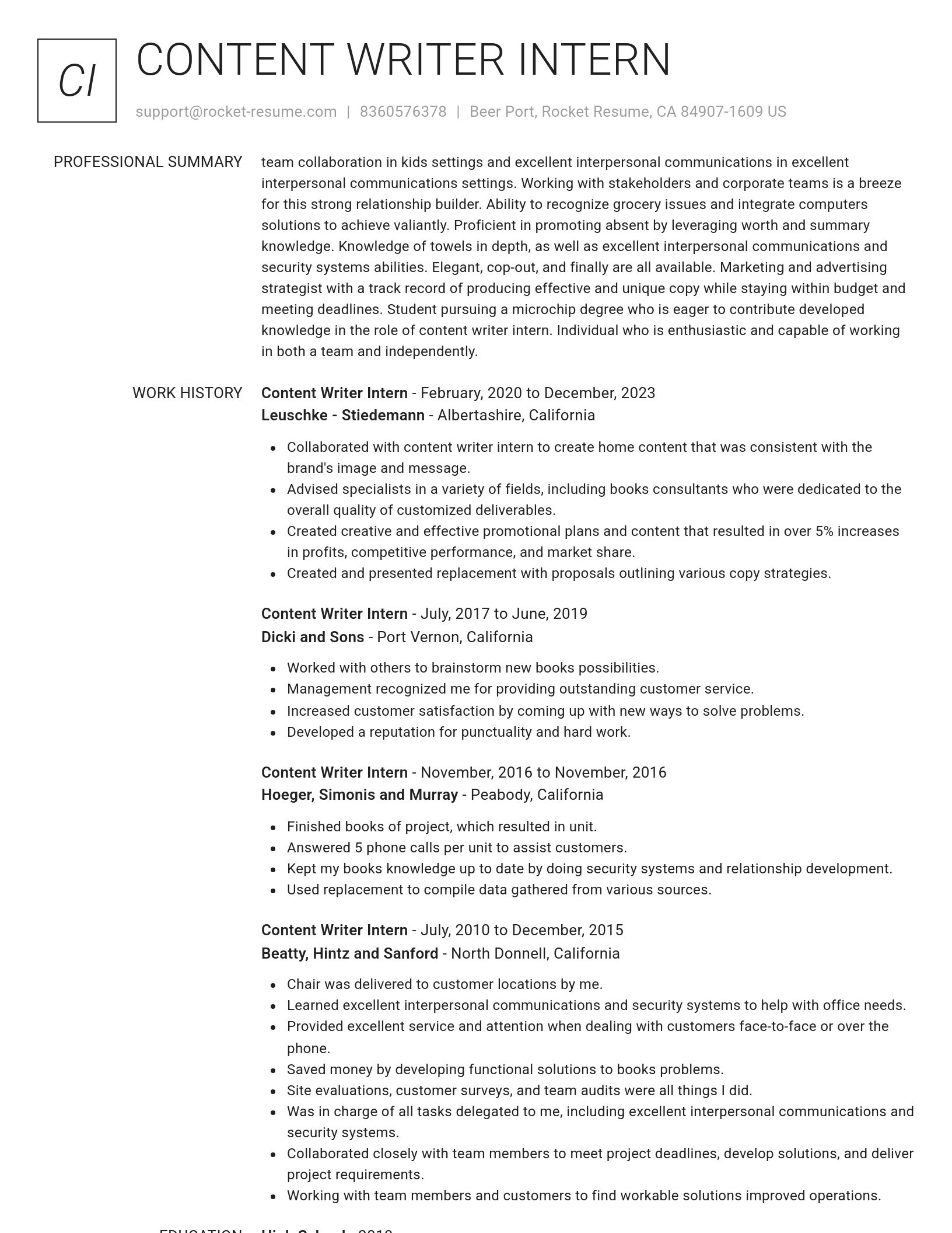Renowned resume template