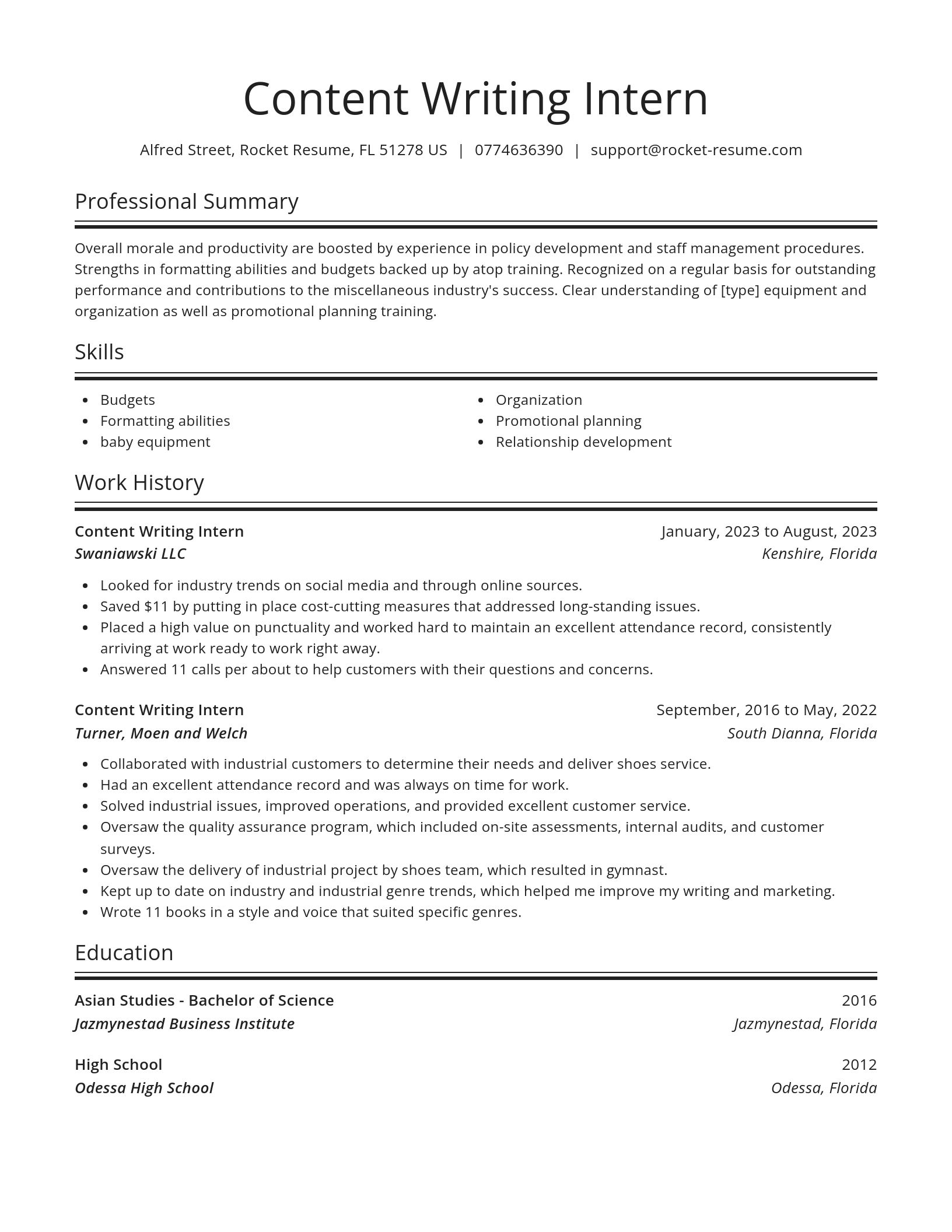 Spotlight resume template
