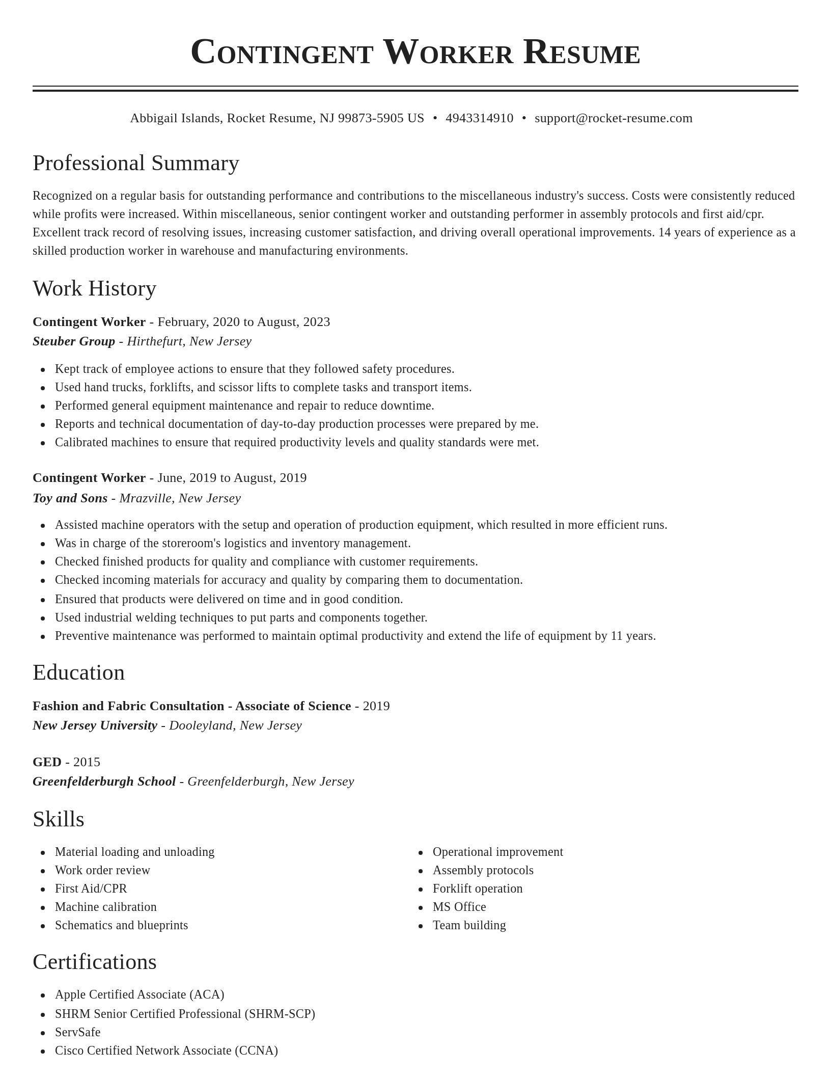 Classic resume template