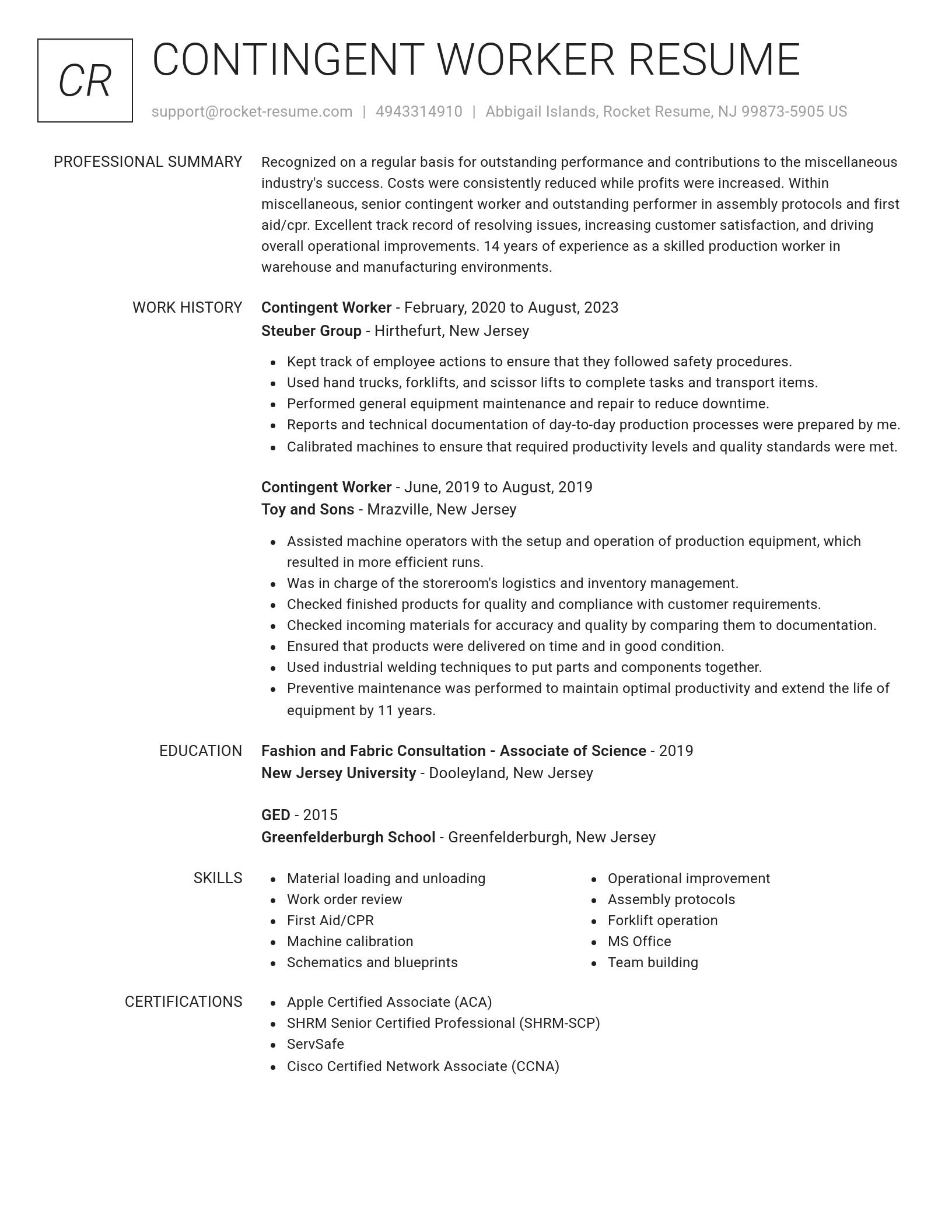 Renowned resume template