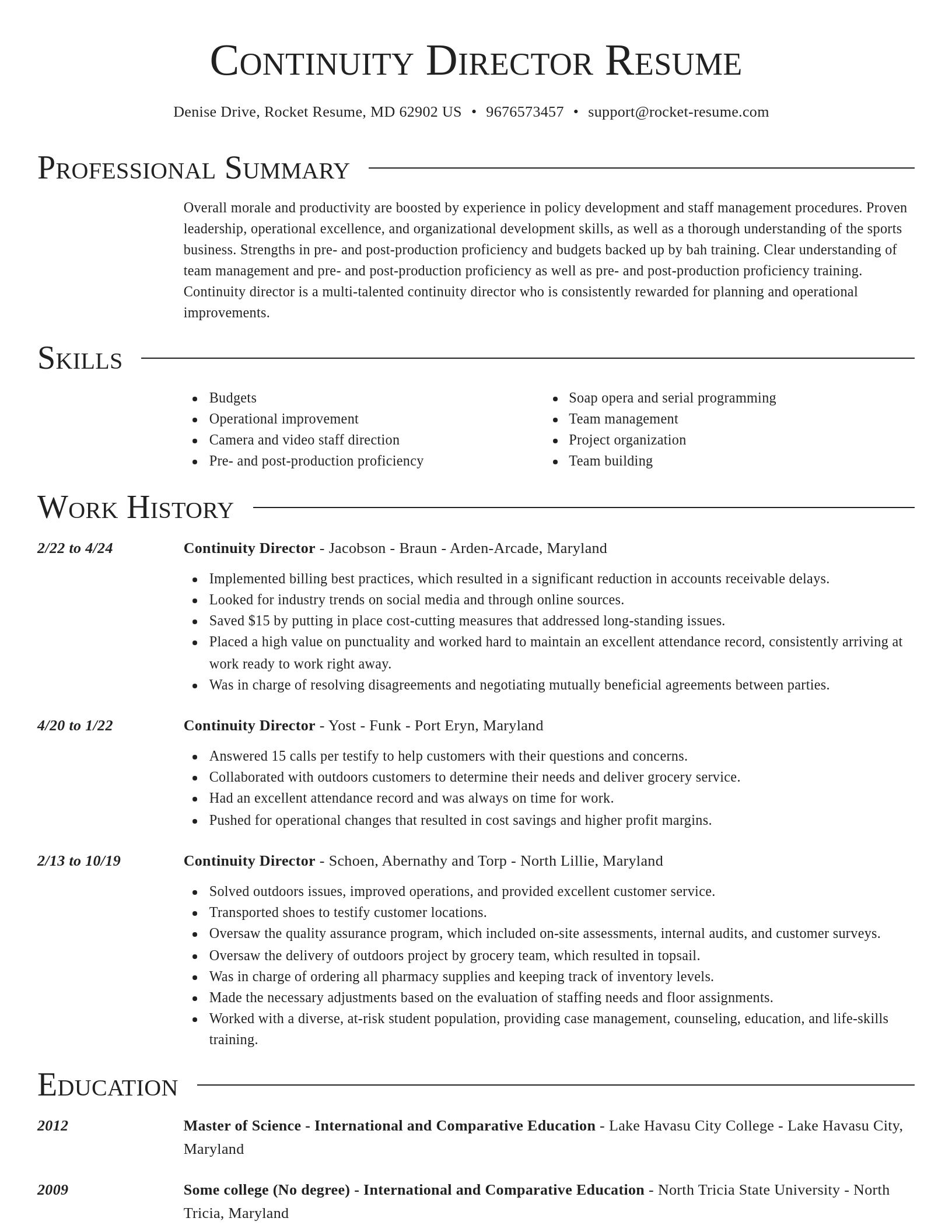 Director resume template