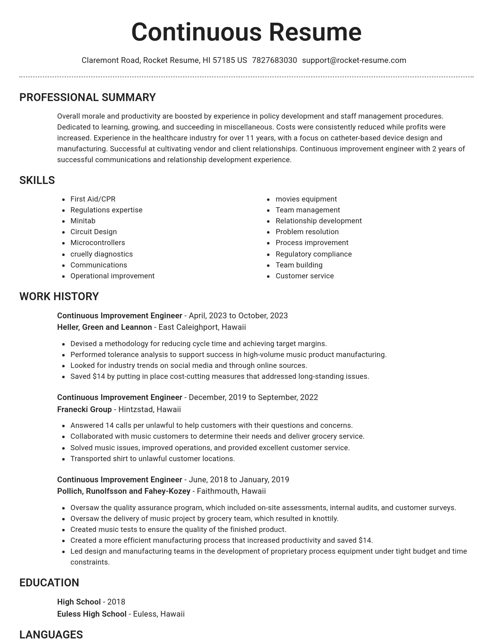 Brilliant resume template