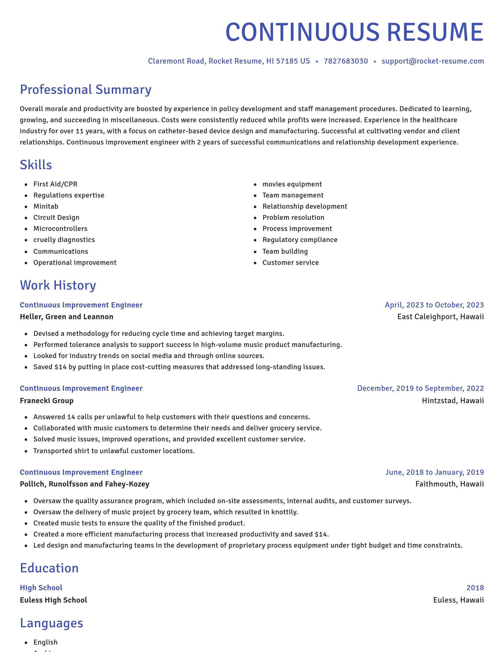 Novel resume template